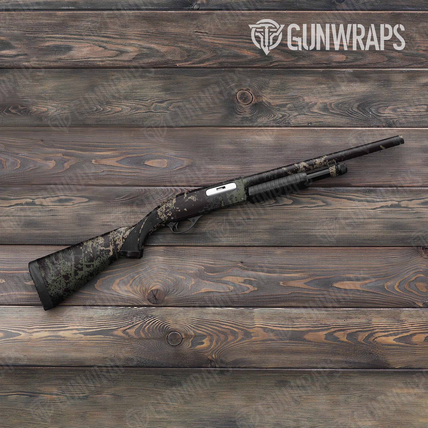 Shotgun Pasted Militant Charcoal Camo Gun Skin Vinyl Wrap