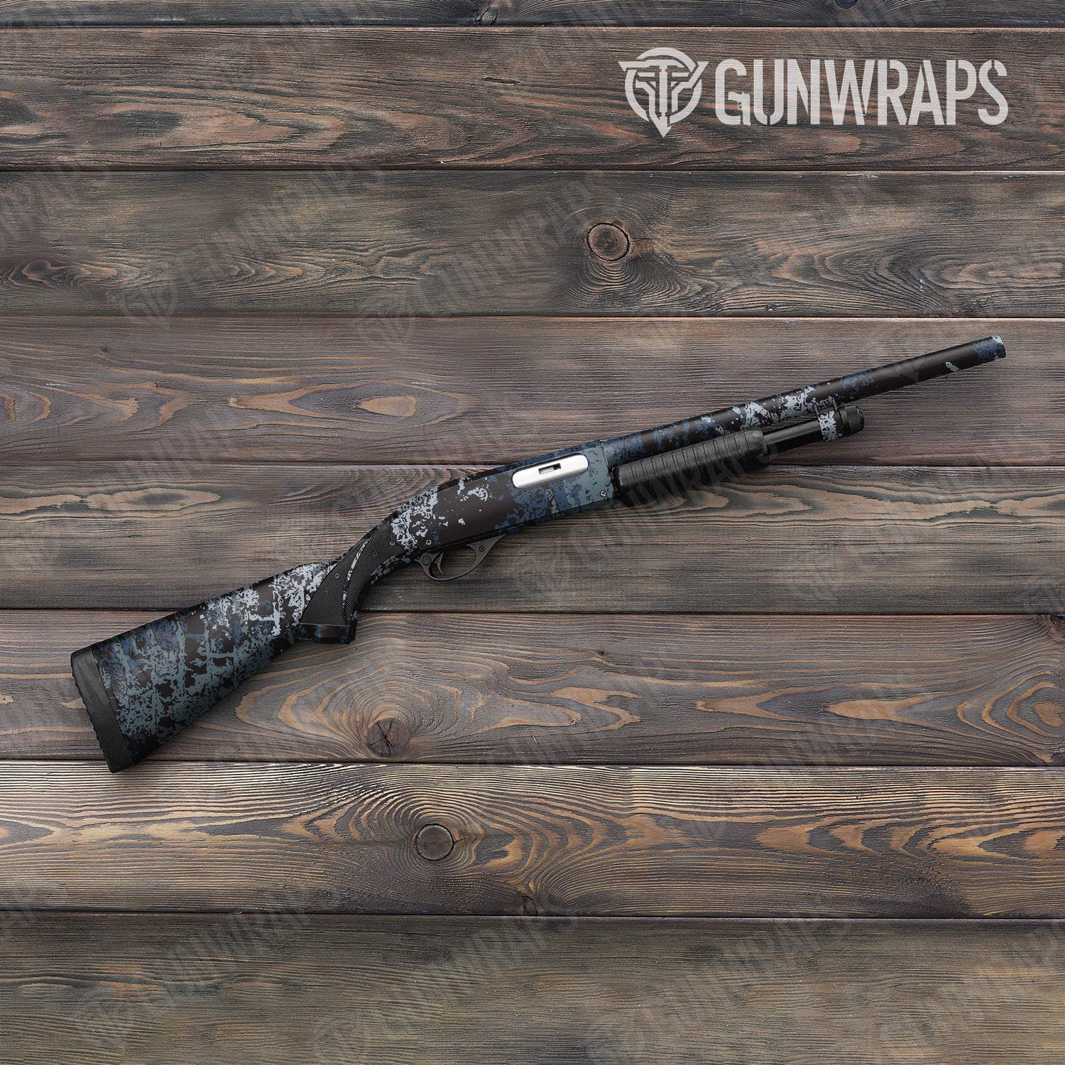 Shotgun Pasted Navy Camo Gun Skin Vinyl Wrap