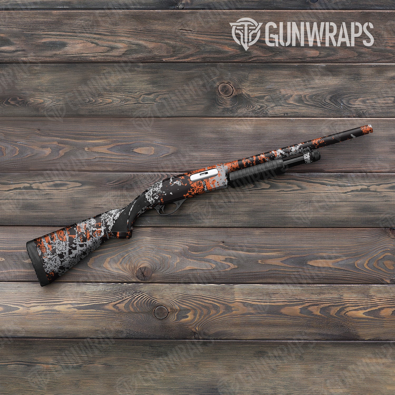 Shotgun Pasted Orange Tiger Camo Gun Skin Vinyl Wrap