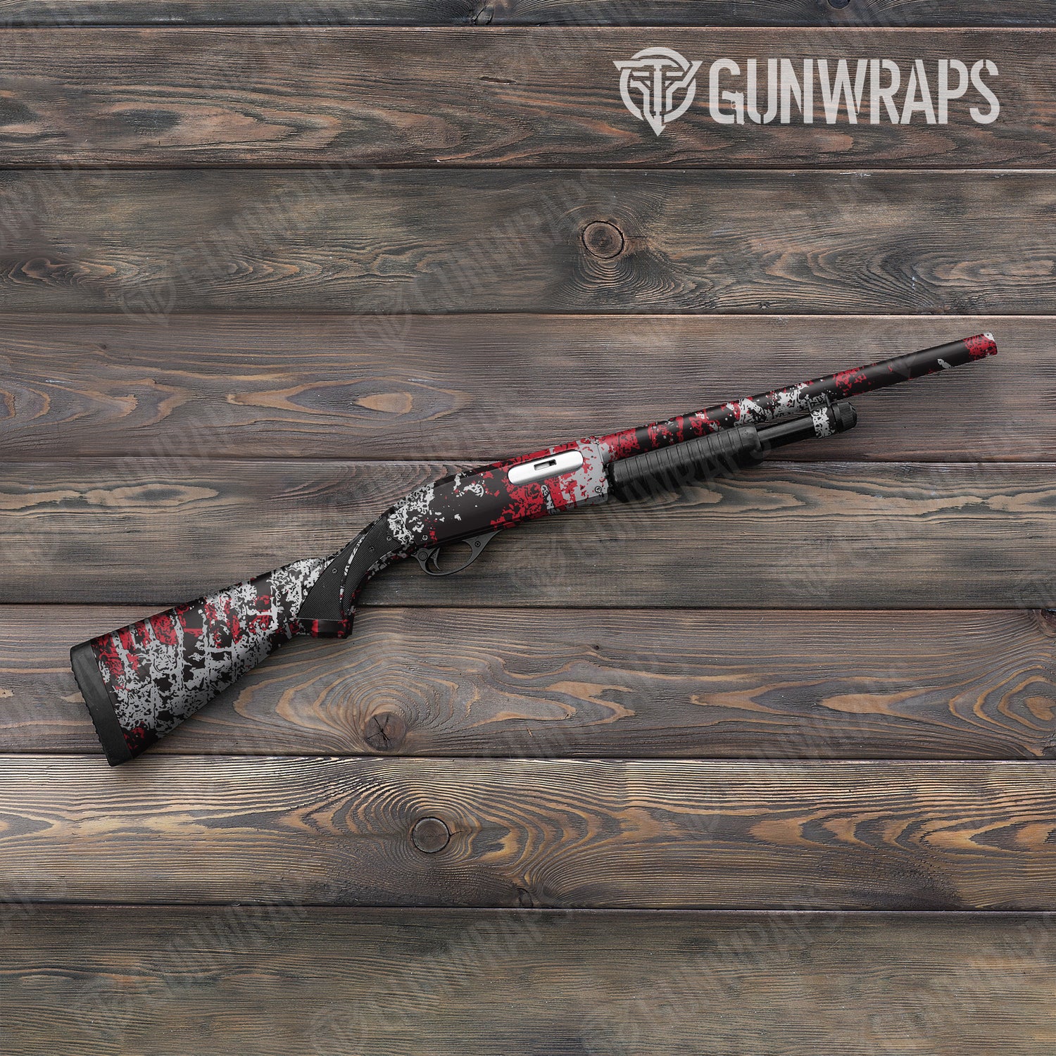 Shotgun Pasted Red Tiger Camo Gun Skin Vinyl Wrap