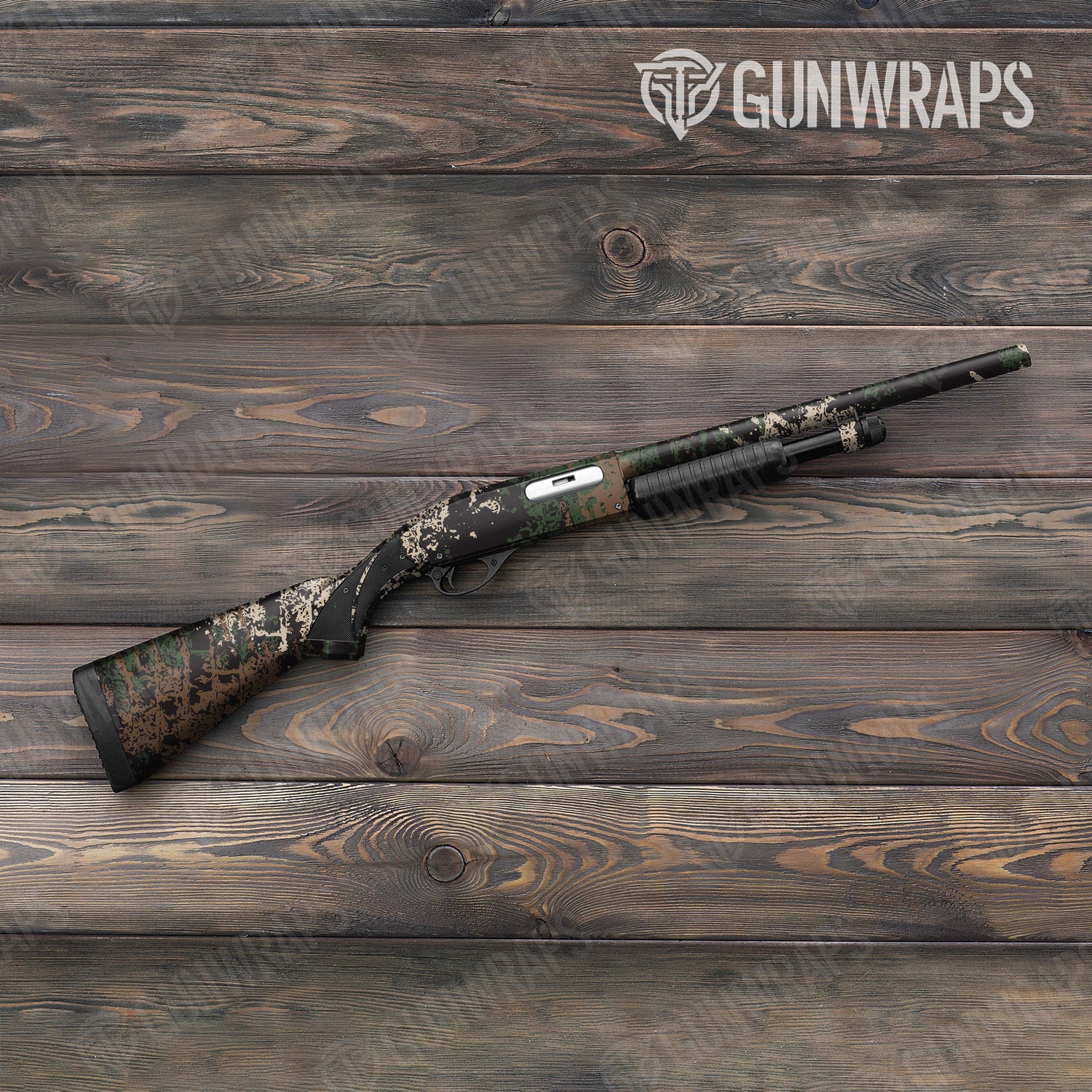 Shotgun Pasted Woodland Camo Gun Skin Vinyl Wrap