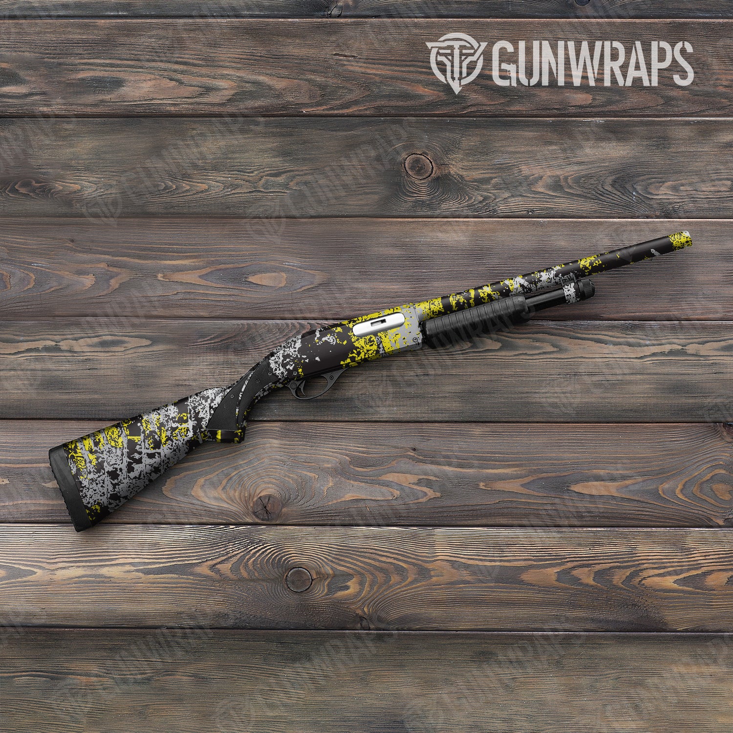 Shotgun Pasted Yellow Tiger Camo Gun Skin Vinyl Wrap