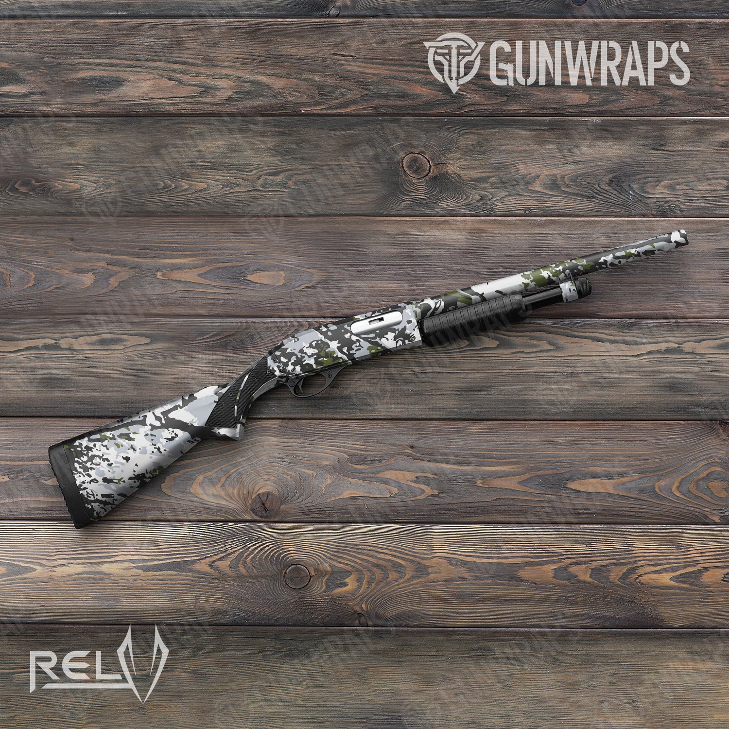 Shotgun X3 RELV Timber Wolf Camo Gun Skin Vinyl Wrap