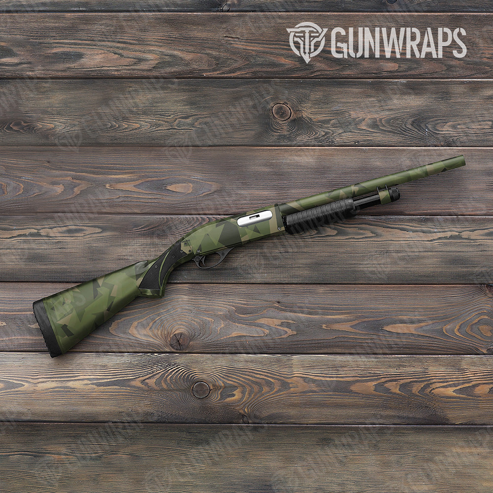 Shotgun Shattered Army Green Camo Gun Skin Vinyl Wrap