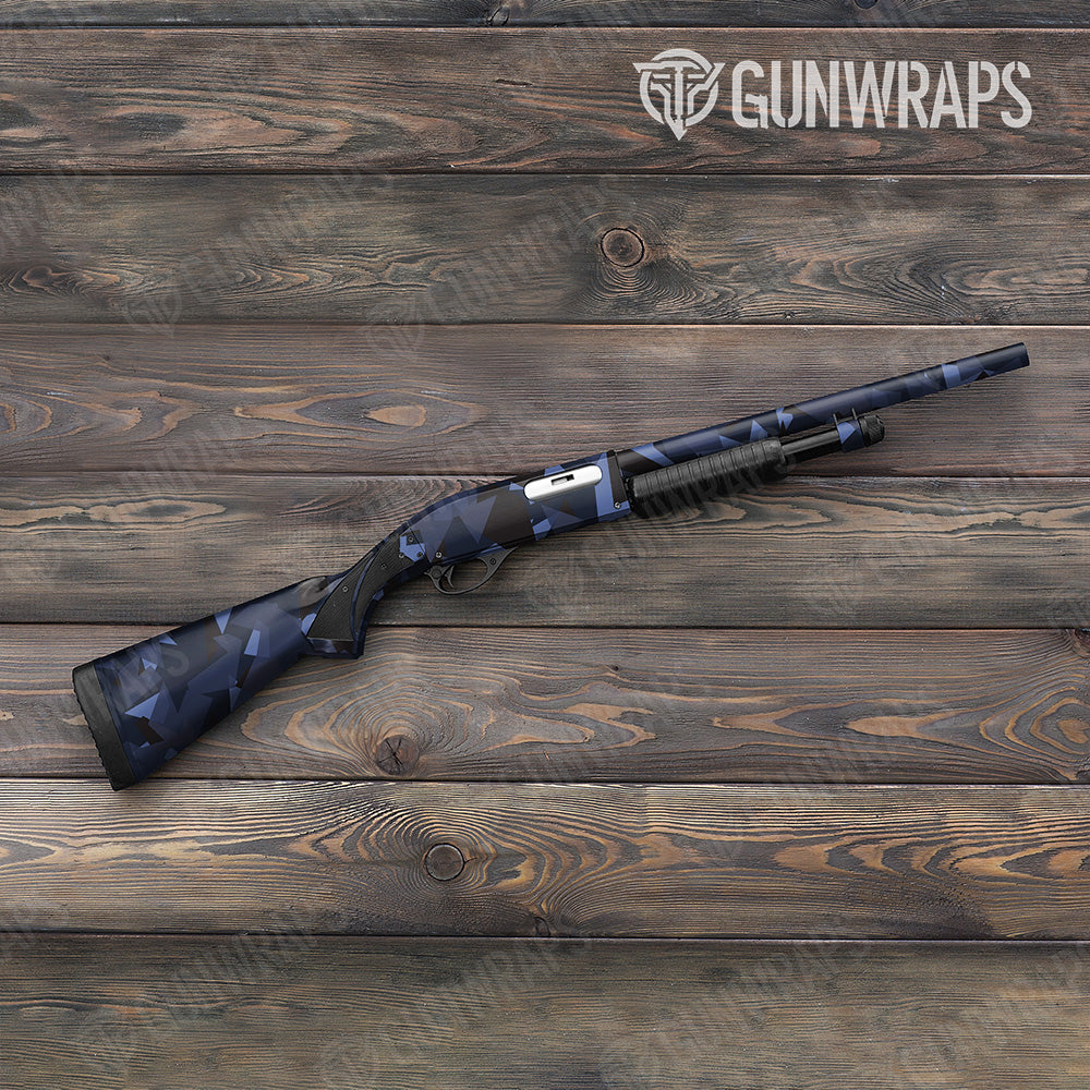 Shotgun Shattered Blue Midnight Camo Gun Skin Vinyl Wrap