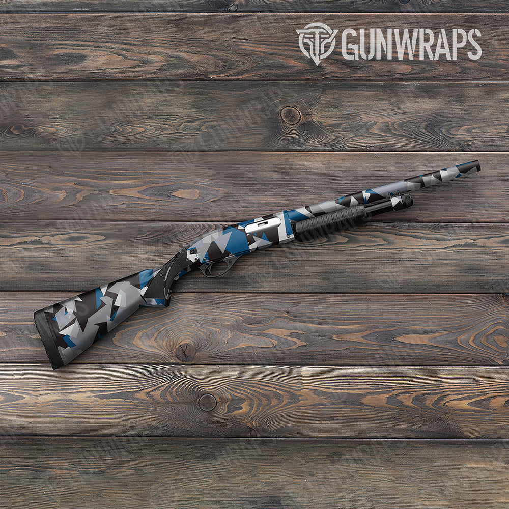 Shotgun Shattered Blue Tiger Camo Gun Skin Vinyl Wrap