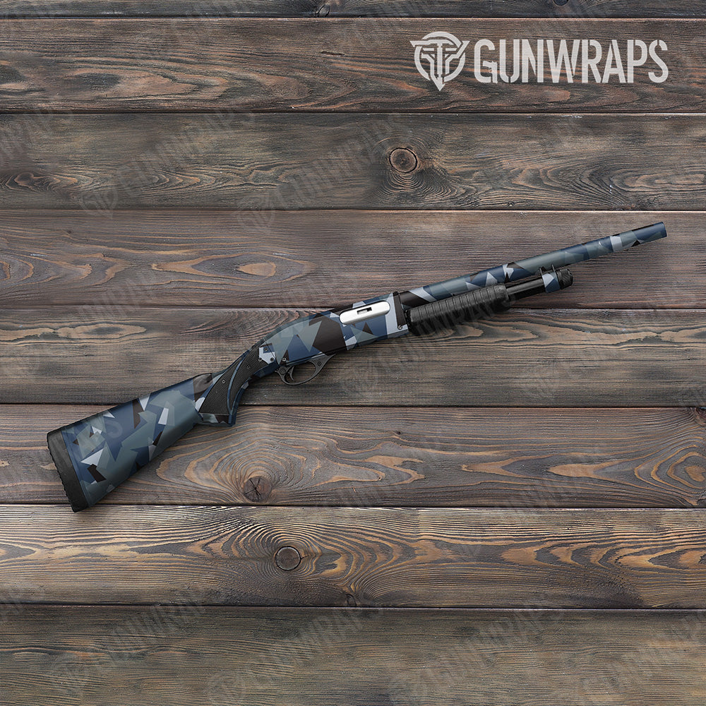 Shotgun Shattered Navy Camo Gun Skin Vinyl Wrap