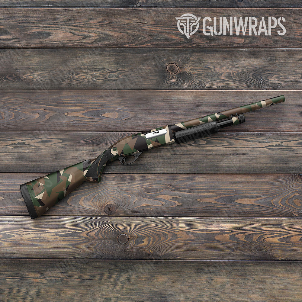 Shotgun Shattered Woodland Camo Gun Skin Vinyl Wrap