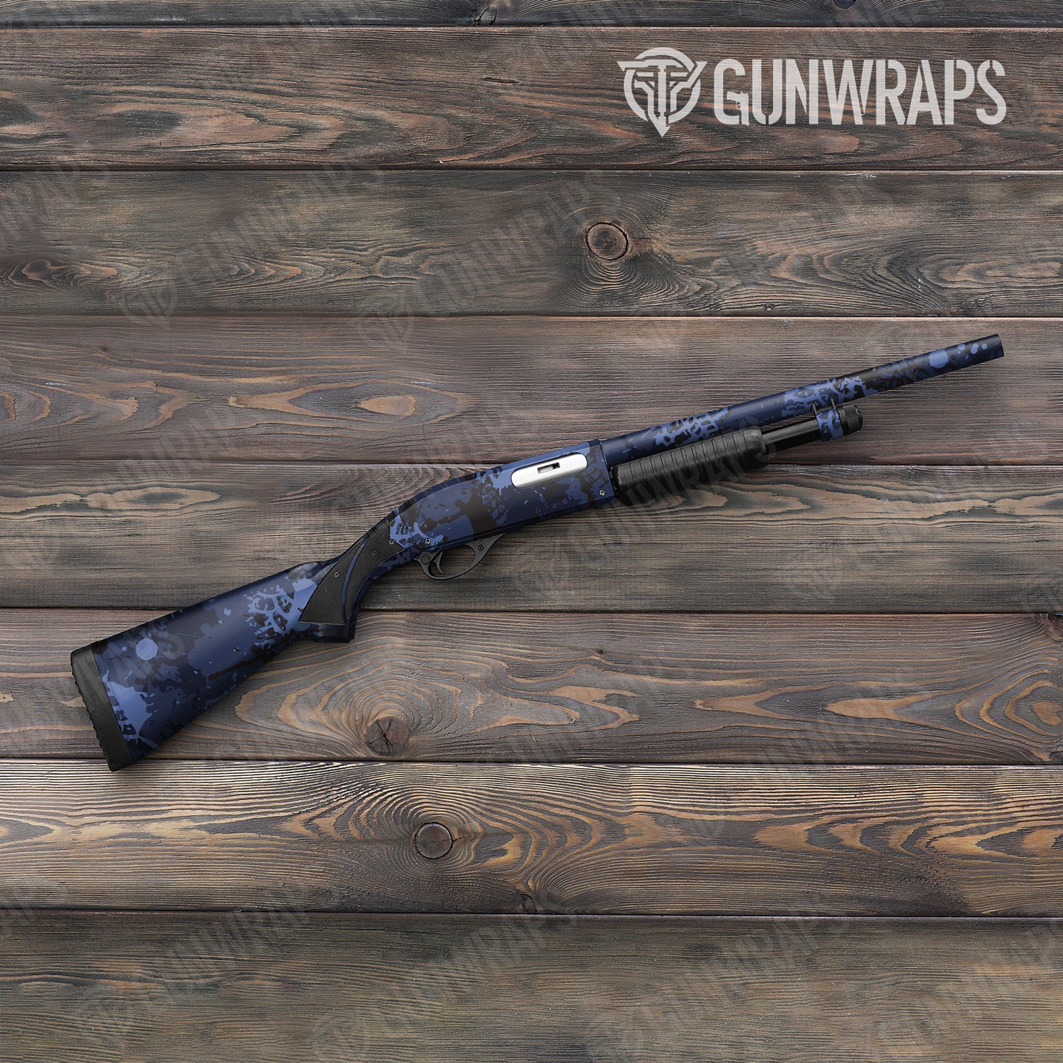 Shotgun Tire Splatter Blue Midnight Camo Gun Skin Vinyl Wrap