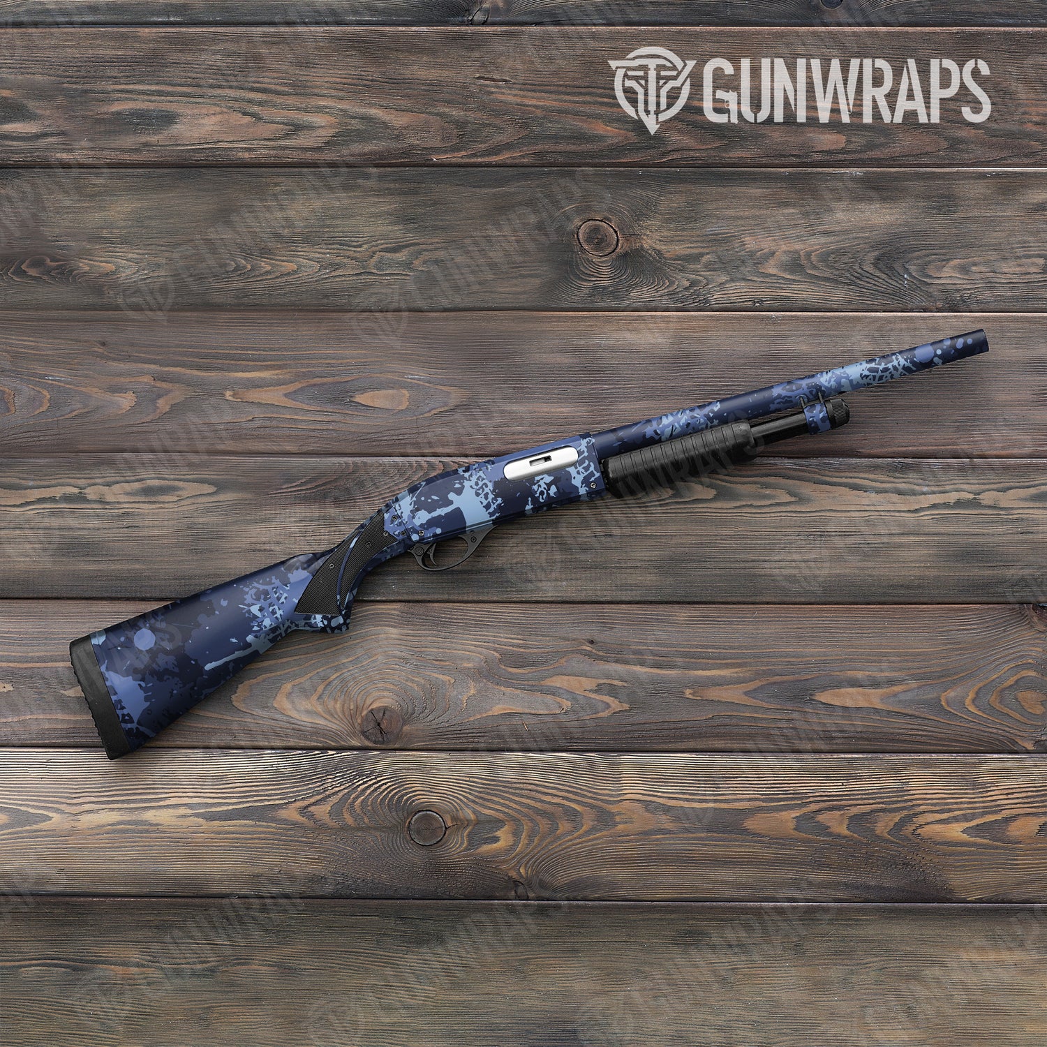 Shotgun Tire Splatter Blue Urban Night Camo Gun Skin Vinyl Wrap