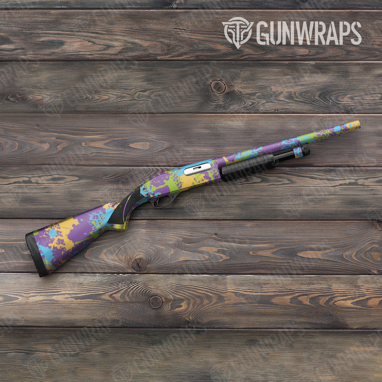 Shotgun Tire Splatter Carnival Camo Gun Skin Vinyl Wrap