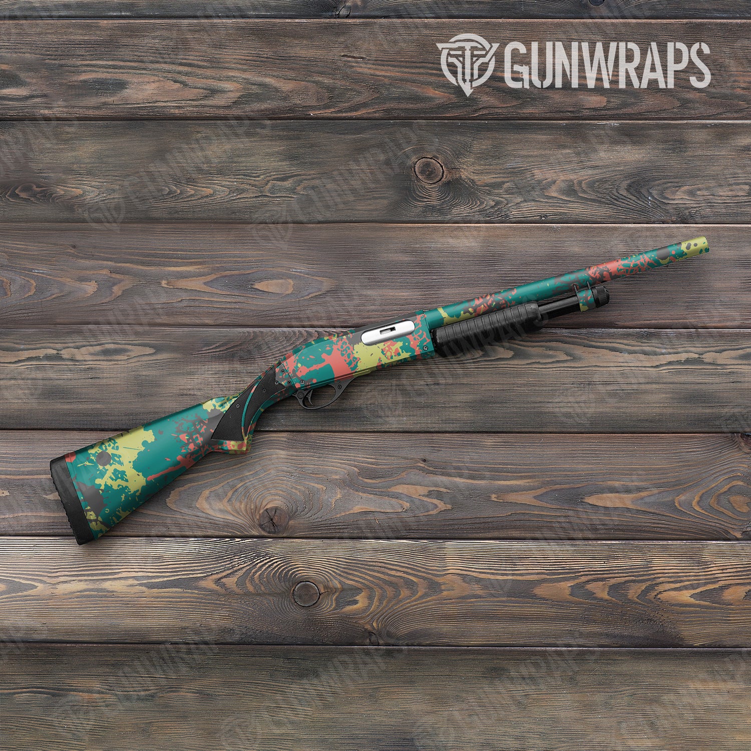 Shotgun Tire Splatter Fiesta Camo Gun Skin Vinyl Wrap