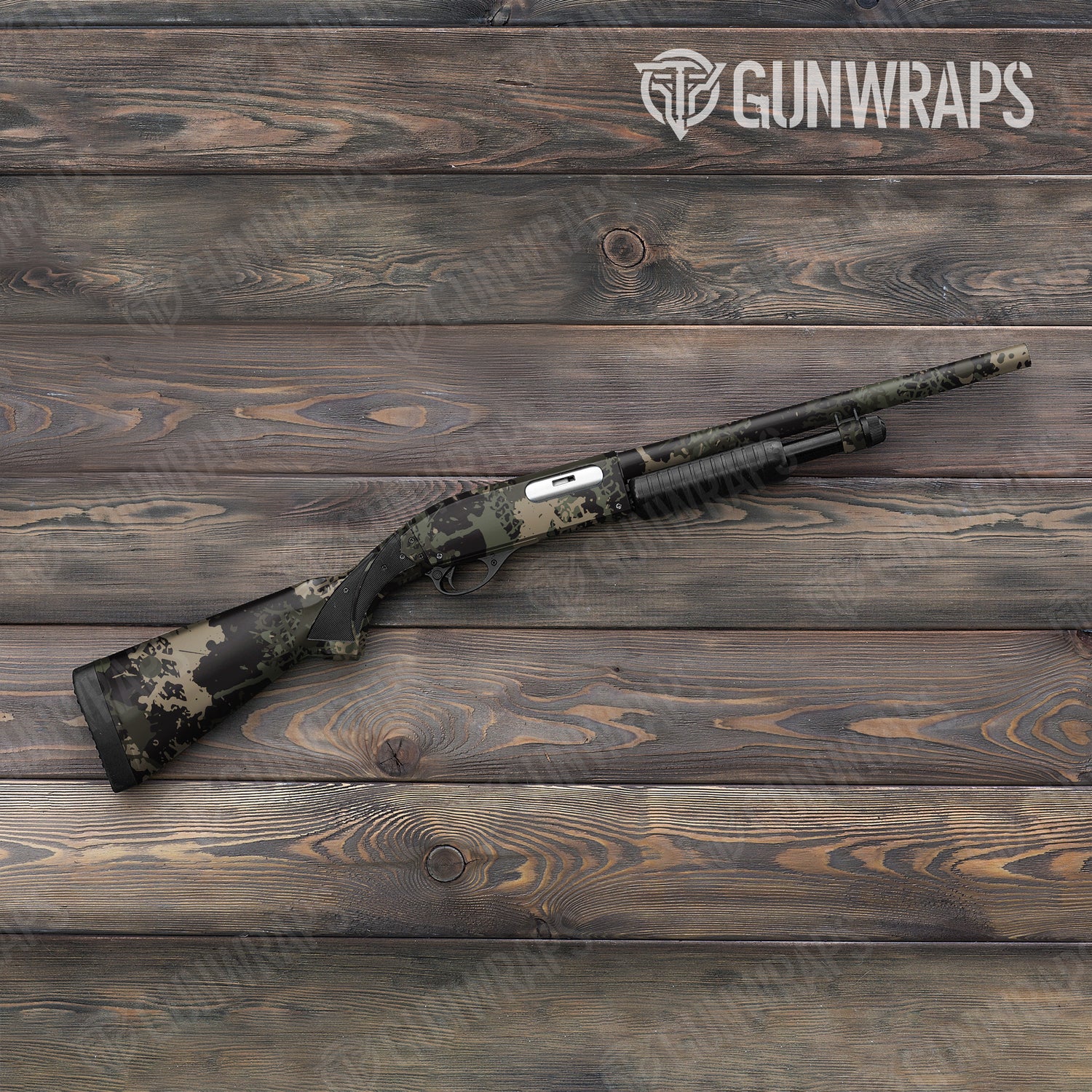 Shotgun Tire Splatter Militant Green Camo Gun Skin Vinyl Wrap