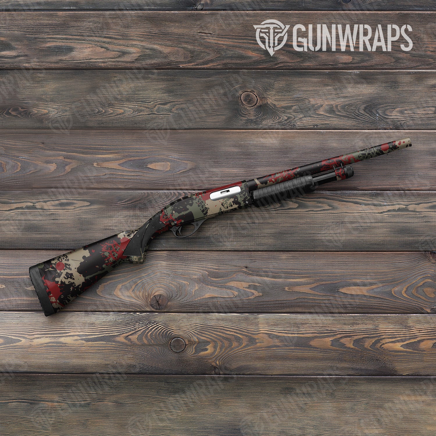 Shotgun Tire Splatter Militant Red Camo Gun Skin Vinyl Wrap