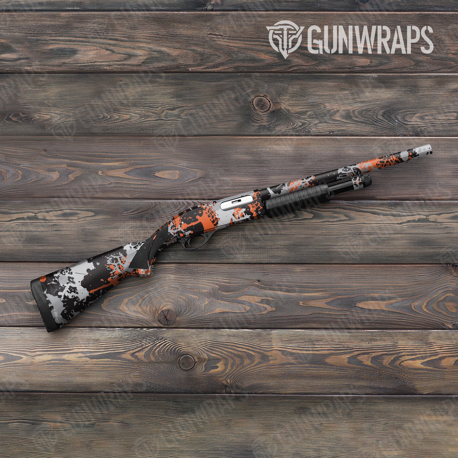 Shotgun Tire Splatter Orange Tiger Camo Gun Skin Vinyl Wrap