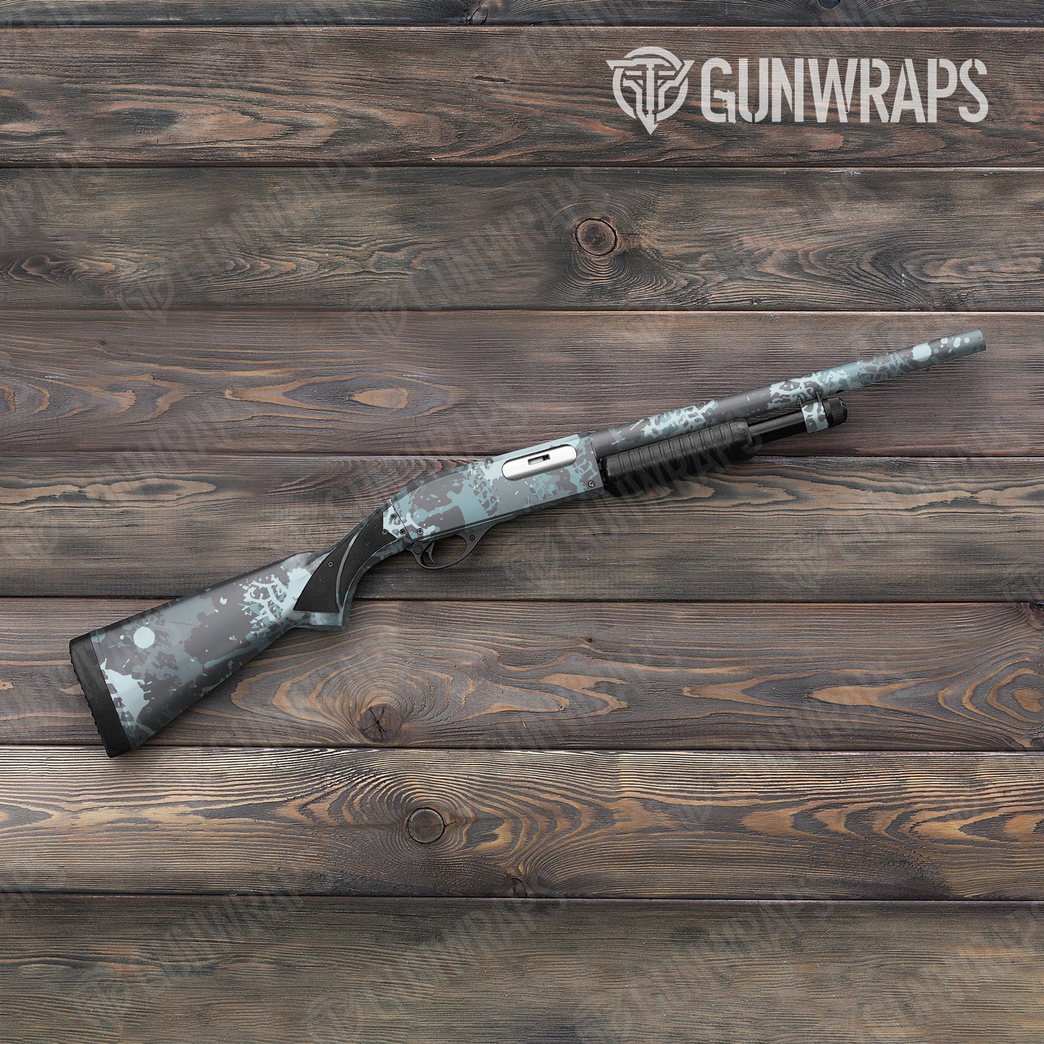 Shotgun Tire Splatter Overcast Camo Gun Skin Vinyl Wrap