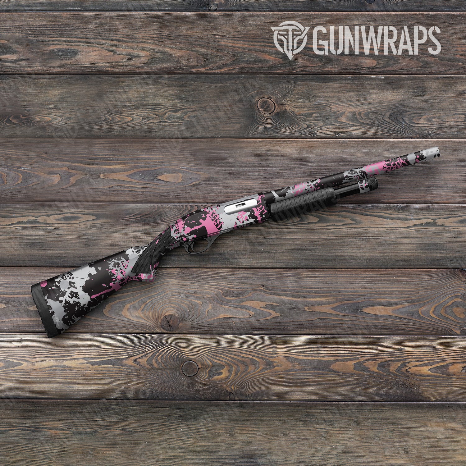 Shotgun Tire Splatter Pink Tiger Camo Gun Skin Vinyl Wrap