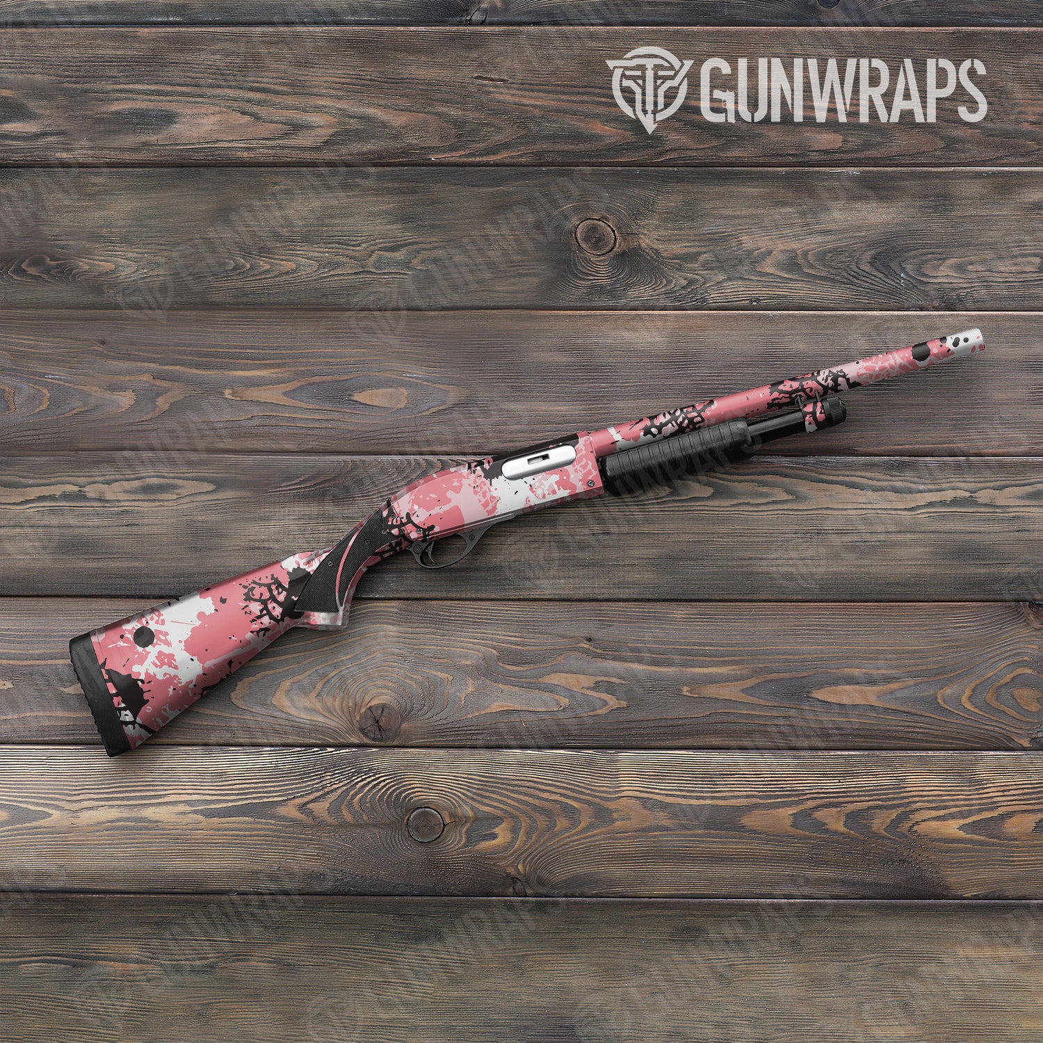 Shotgun Tire Splatter Pink Camo Gun Skin Vinyl Wrap