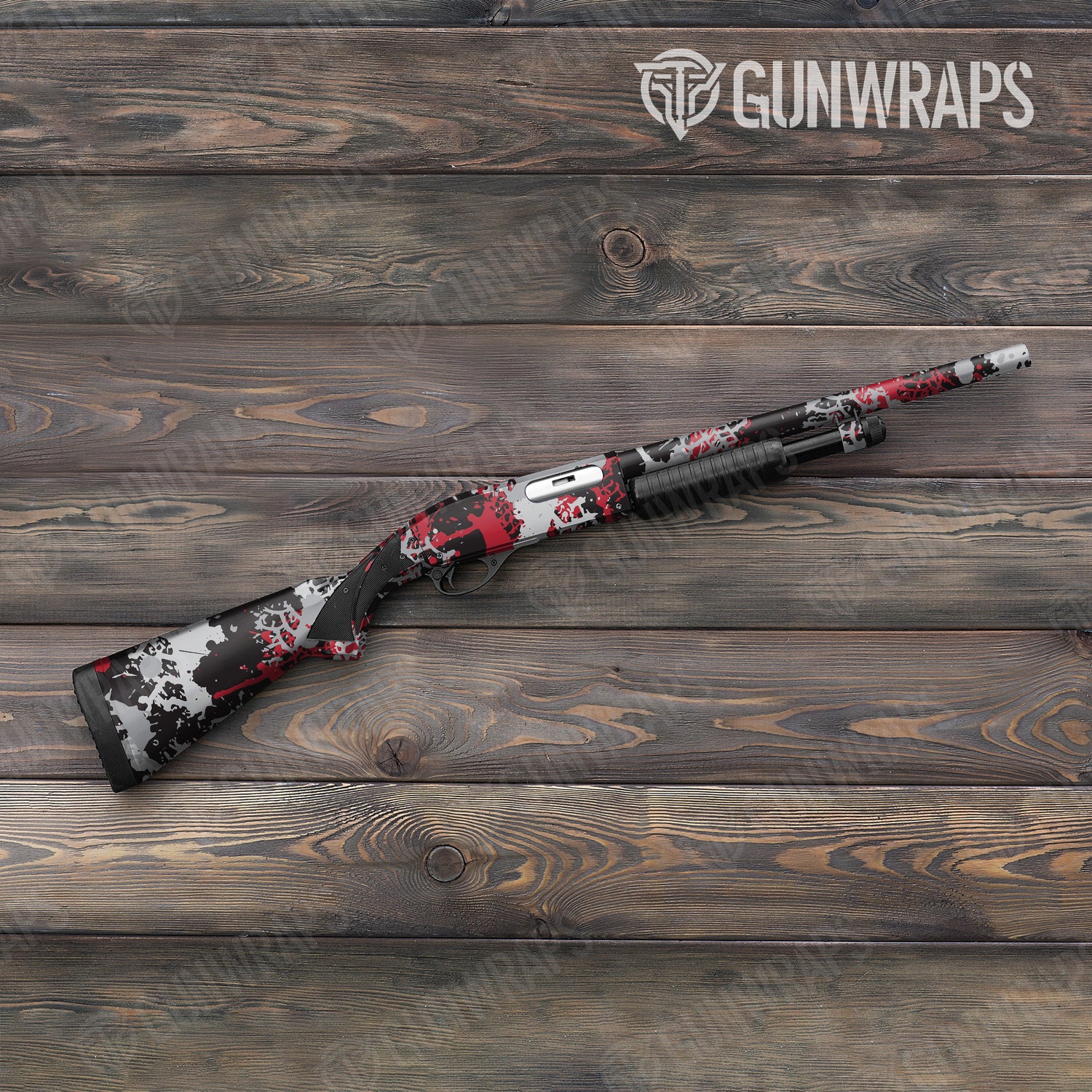 Shotgun Tire Splatter Red Tiger Camo Gun Skin Vinyl Wrap