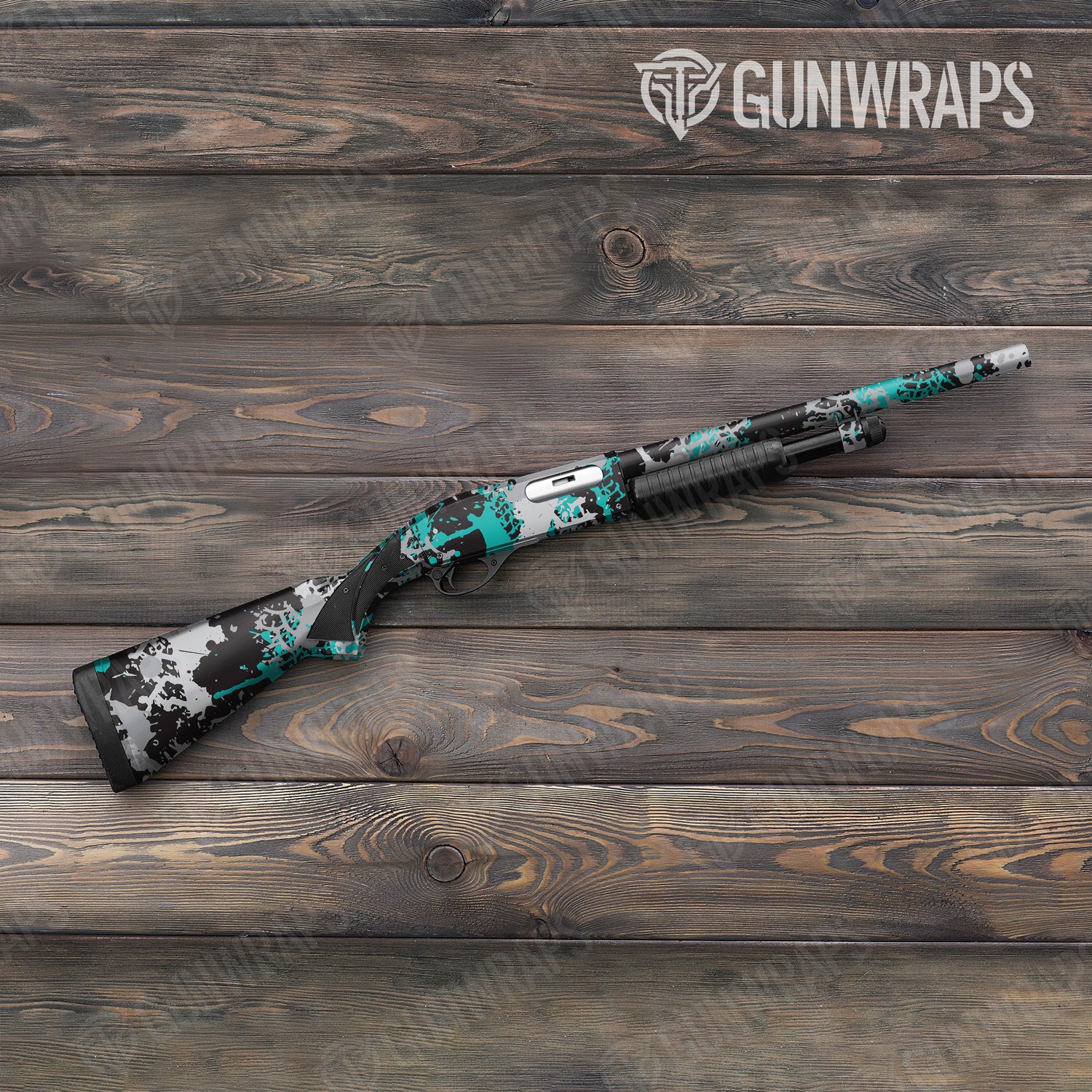 Shotgun Tire Splatter Tiffany Blue Tiger Camo Gun Skin Vinyl Wrap