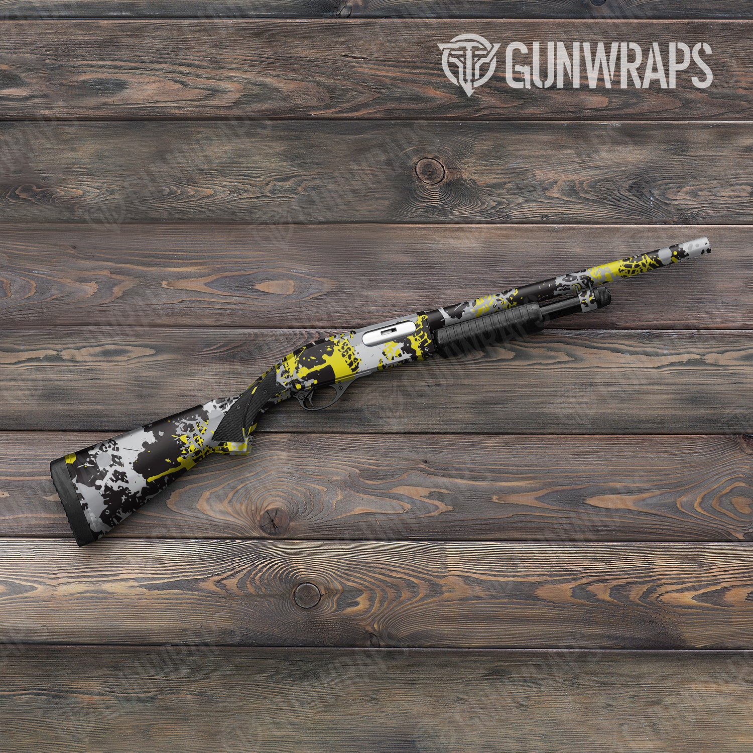 Shotgun Tire Splatter Yellow Tiger Camo Gun Skin Vinyl Wrap