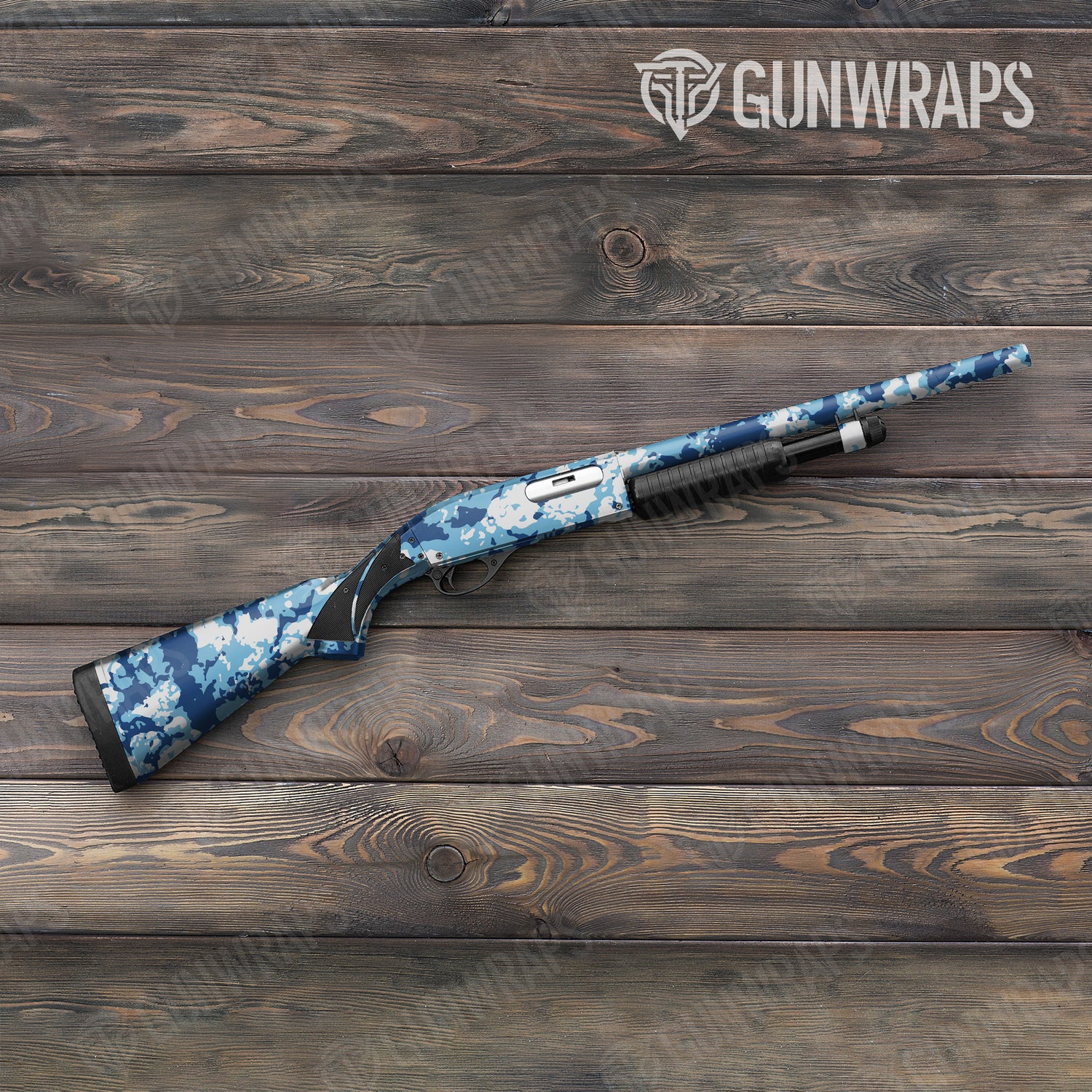 Shotgun Treetop Baby Blue Camo Gun Skin Vinyl Wrap