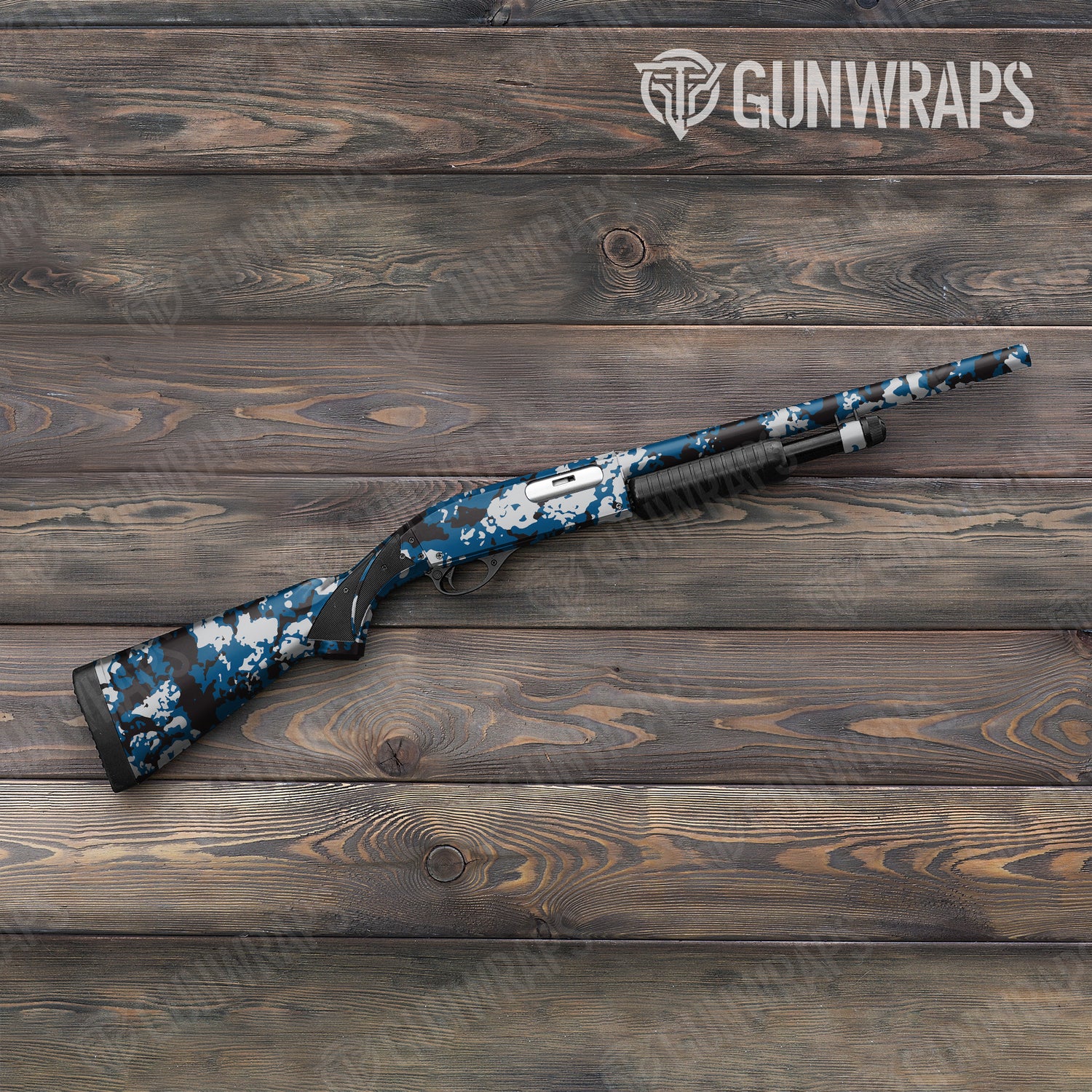 Shotgun Treetop Blue Tiger Camo Gun Skin Vinyl Wrap