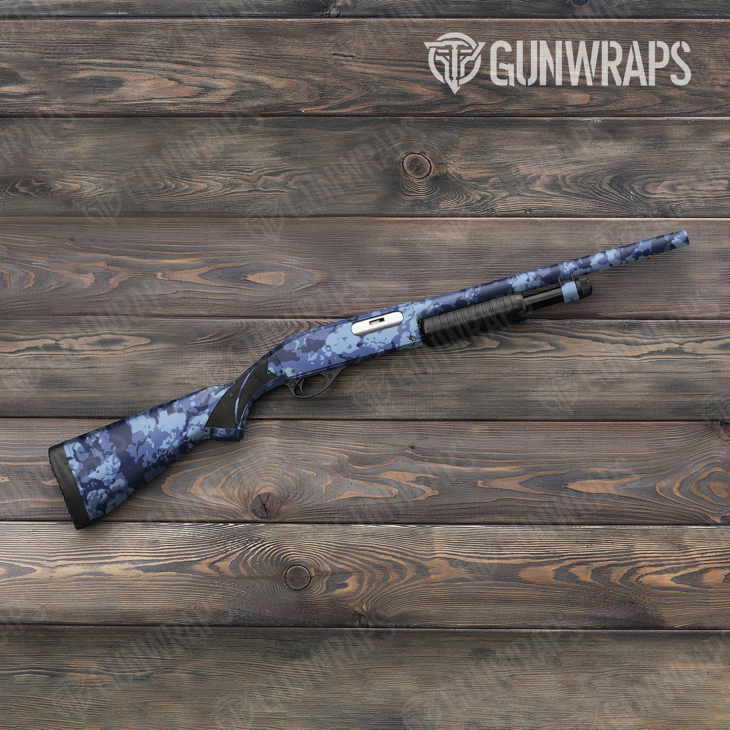 Shotgun Treetop Blue Urban Night Camo Gun Skin Vinyl Wrap