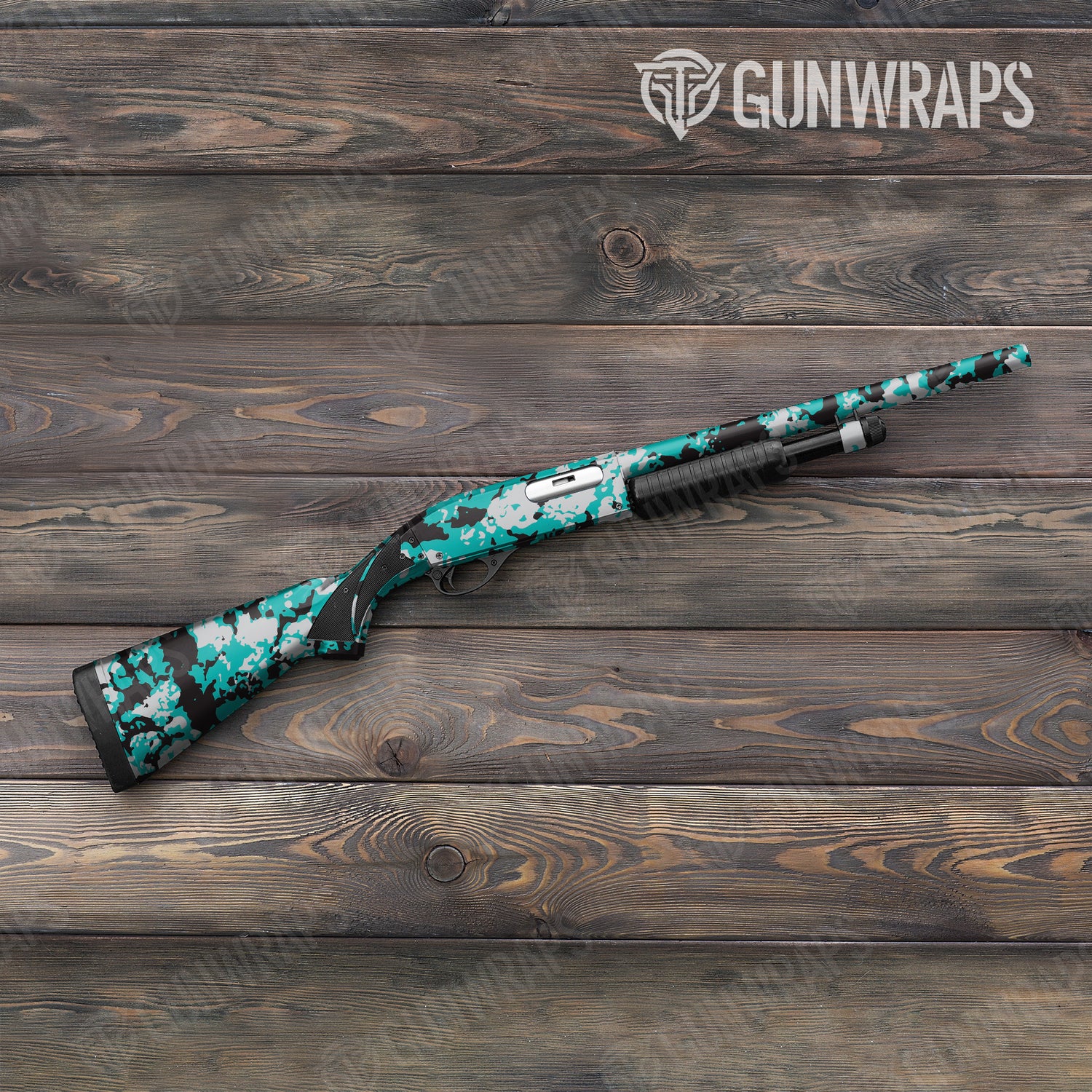 Shotgun Treetop Tiffany Blue Tiger Camo Gun Skin Vinyl Wrap