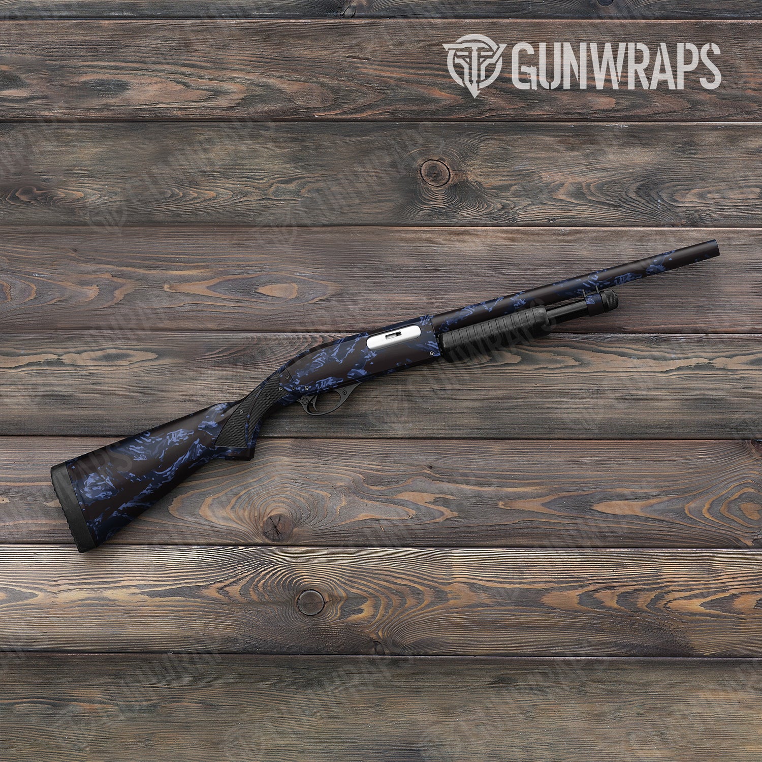 Shotgun Vietnam Tiger Stripe Blue Midnight Camo Gun Skin Vinyl Wrap