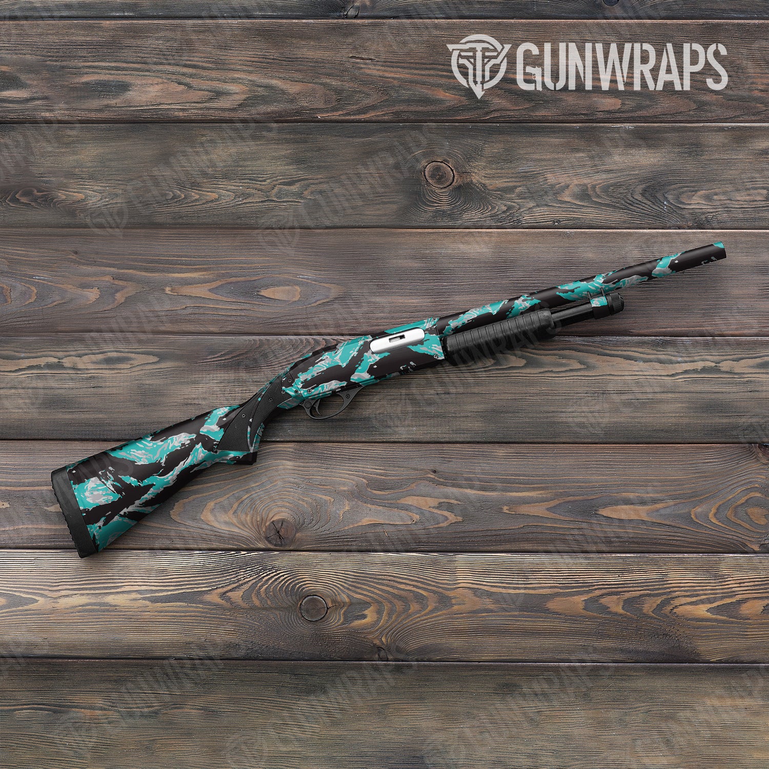 Shotgun Vietnam Tiger Stripe Tiffany Blue Tiger Camo Gun Skin Vinyl Wrap