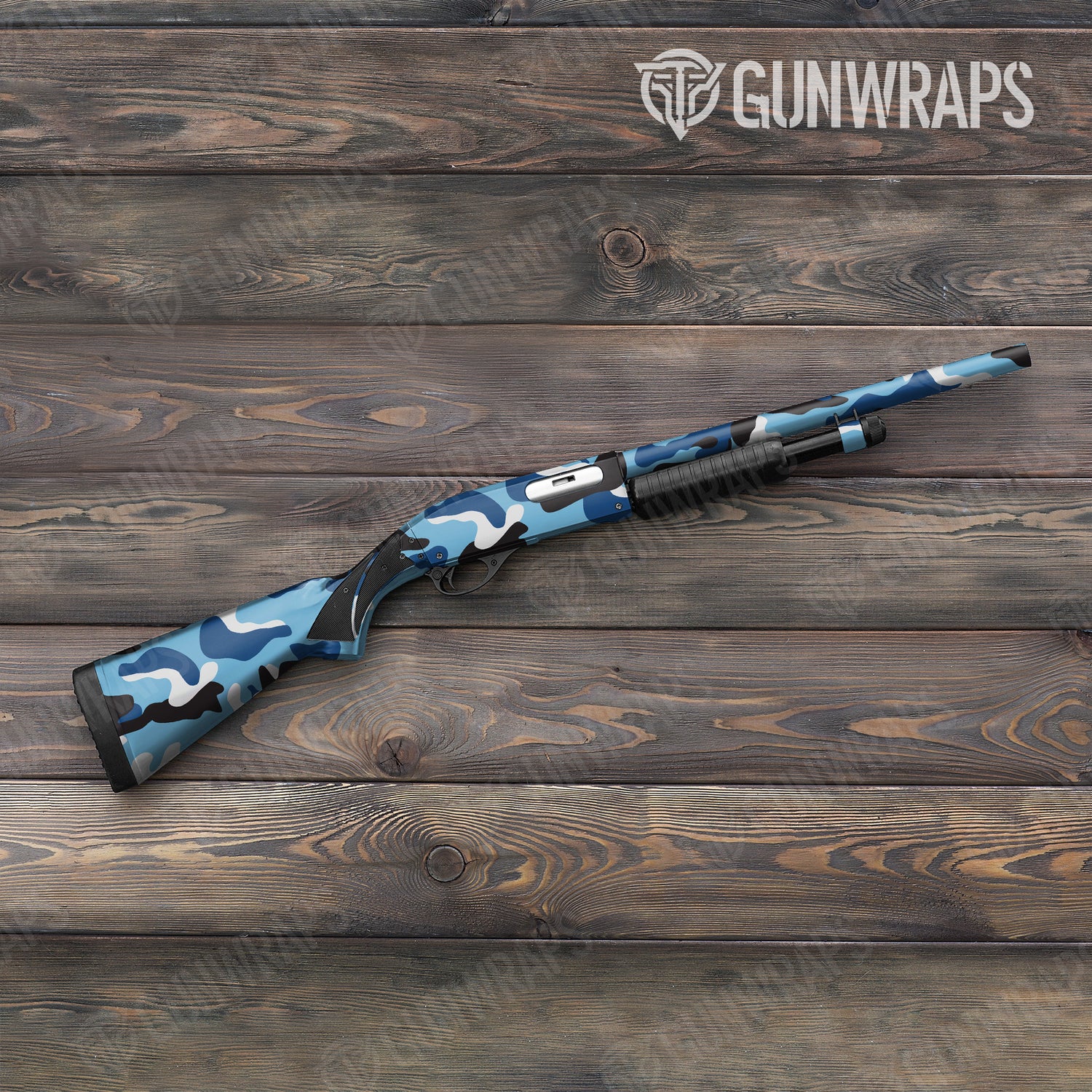 Shotgun Classic XL Baby Blue Camo Gun Skin Vinyl Wrap