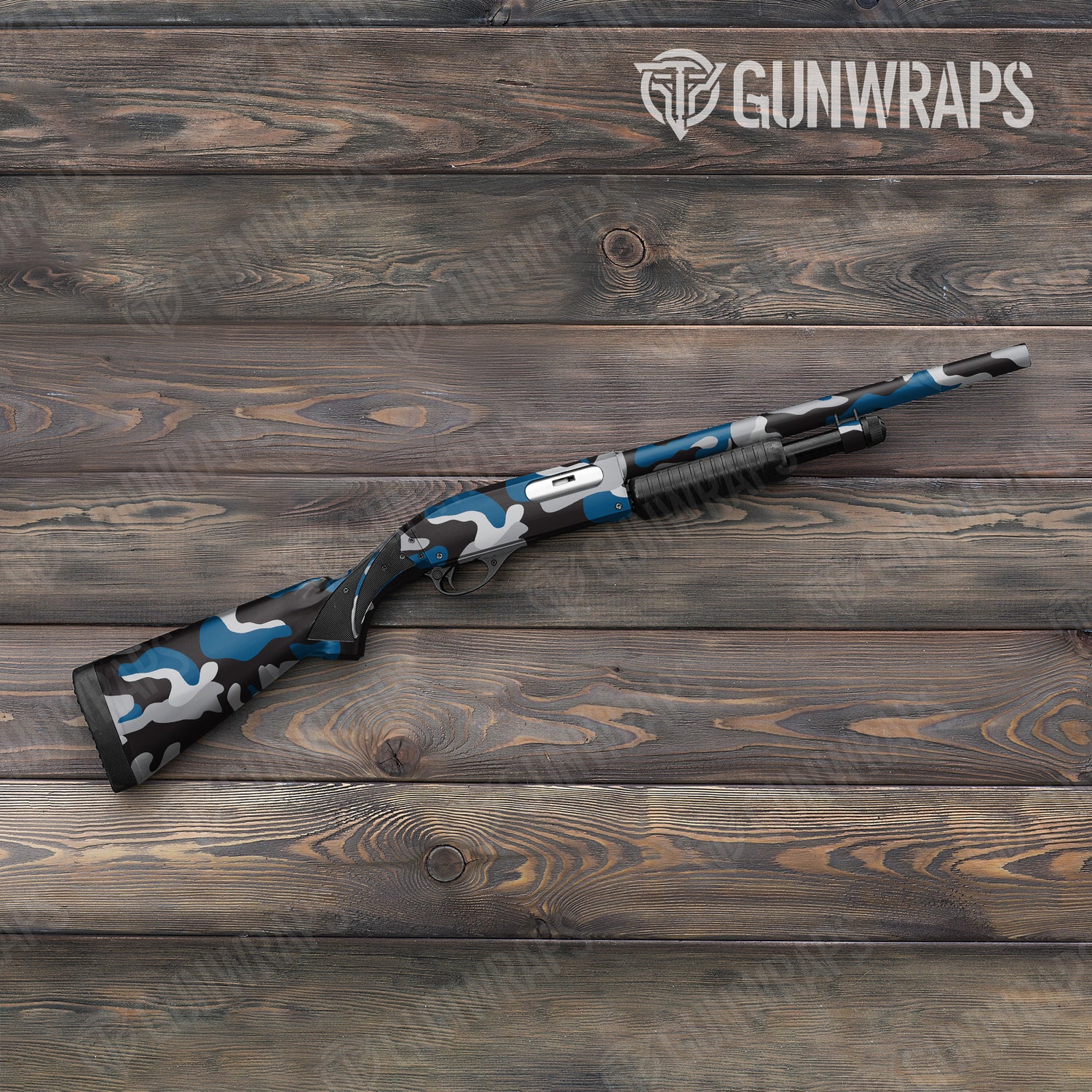 Shotgun Classic XL Blue Tiger Camo Gun Skin Vinyl Wrap