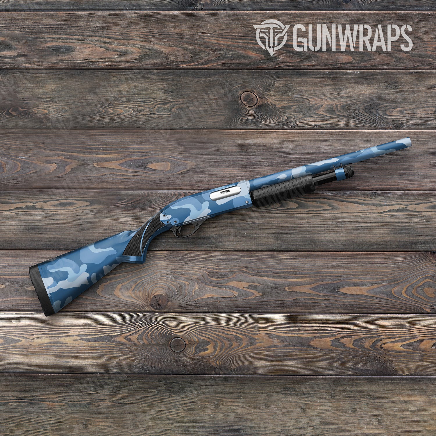 Shotgun Classic XL Cool Blue Camo Gun Skin Vinyl Wrap