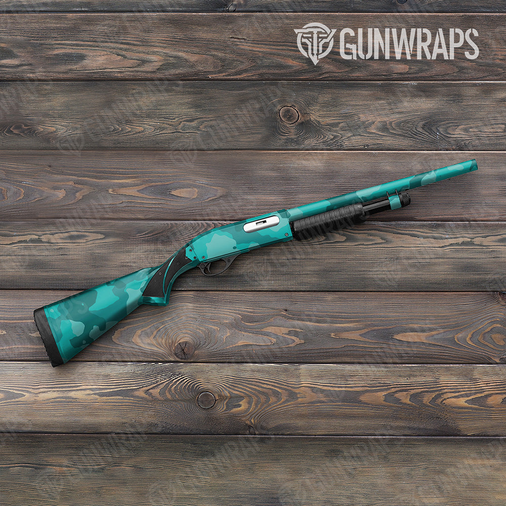 Shotgun Cumulus XL Elite Tiffany Blue Camo Gun Skin Vinyl Wrap