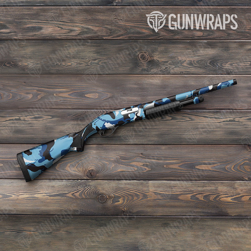 Shotgun Ragged XL Baby Blue Camo Gun Skin Vinyl Wrap