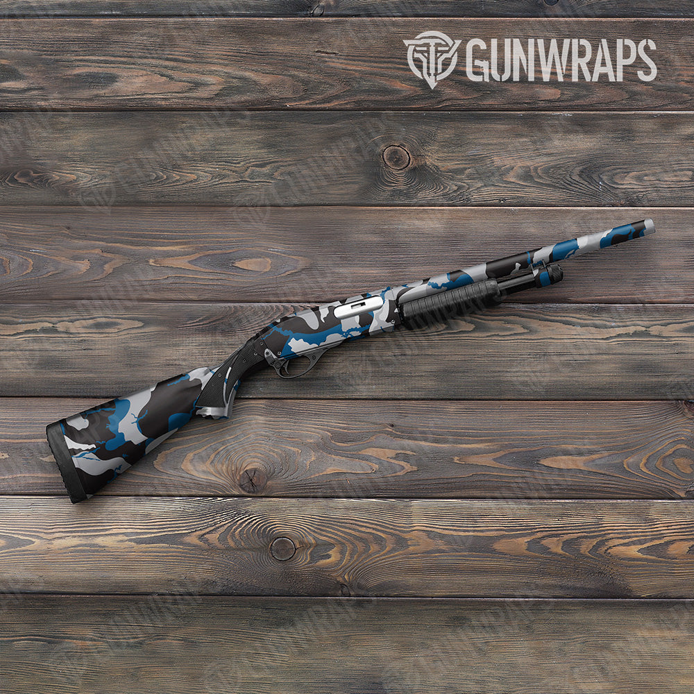 Shotgun Ragged XL Blue Tiger Camo Gun Skin Vinyl Wrap