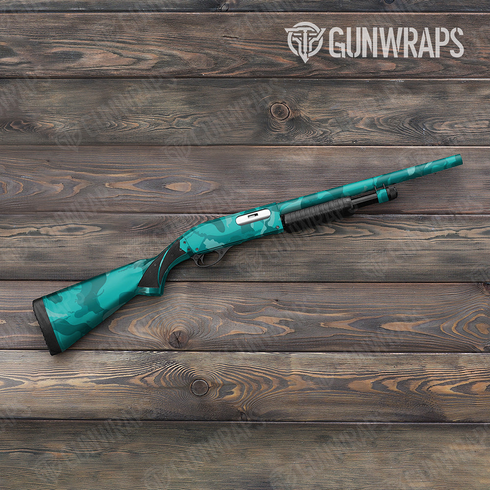 Shotgun Ragged XL Elite Tiffany Blue Camo Gun Skin Vinyl Wrap