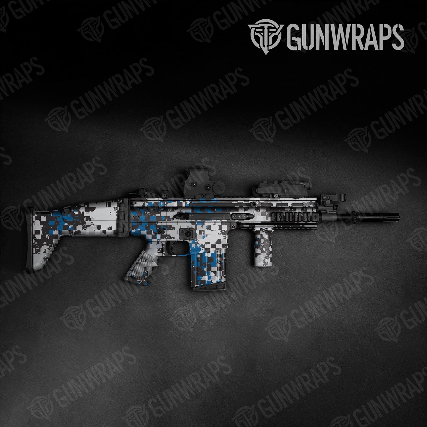 Tactical Broken Plaid Blue Tiger Camo Gun Skin Vinyl Wrap