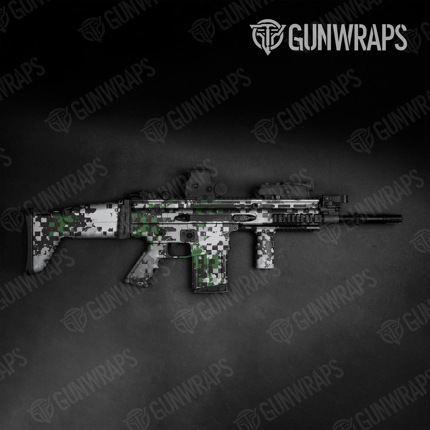 Tactical Broken Plaid Green Tiger Camo Gun Skin Vinyl Wrap