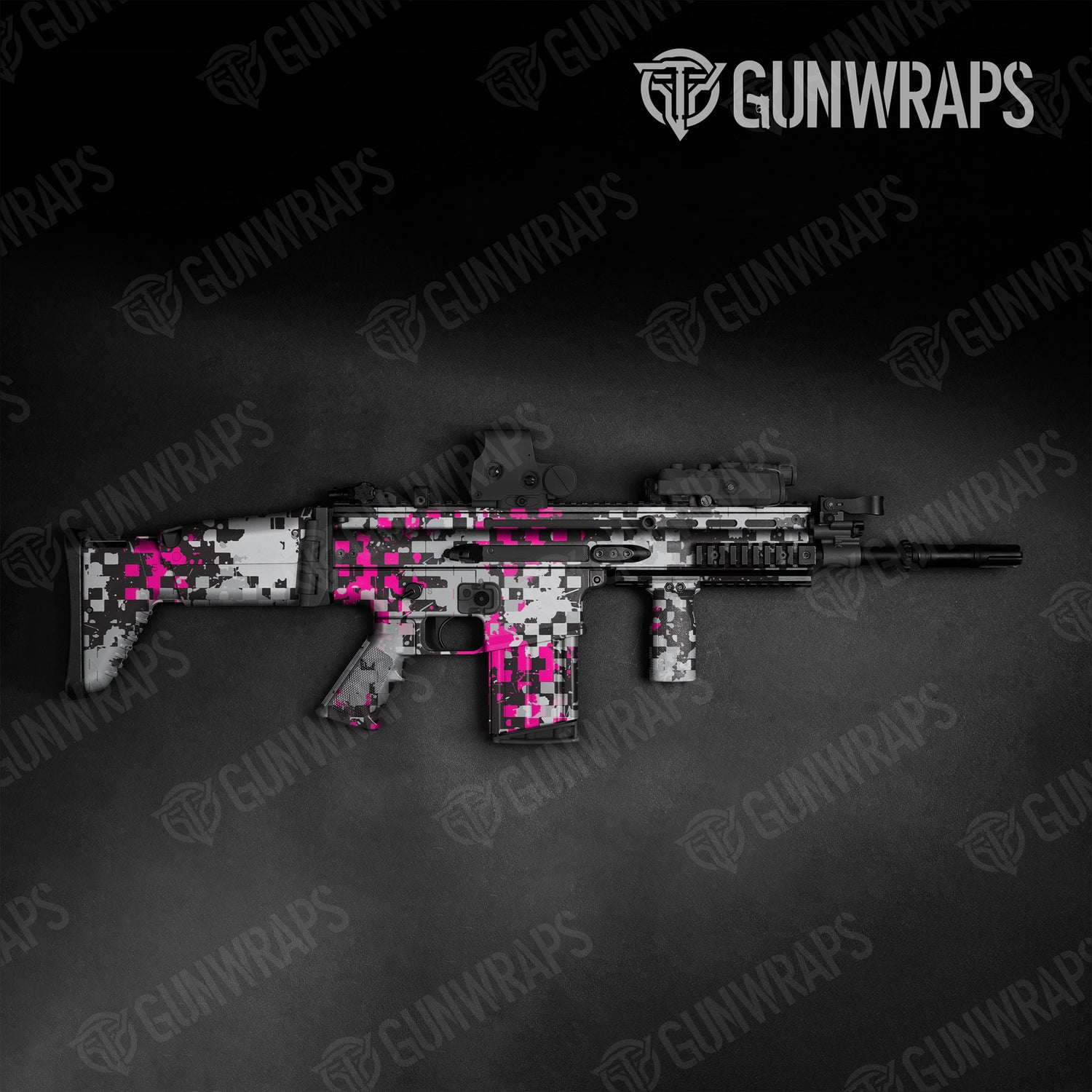 Tactical Broken Plaid Magenta Tiger Camo Gun Skin Vinyl Wrap