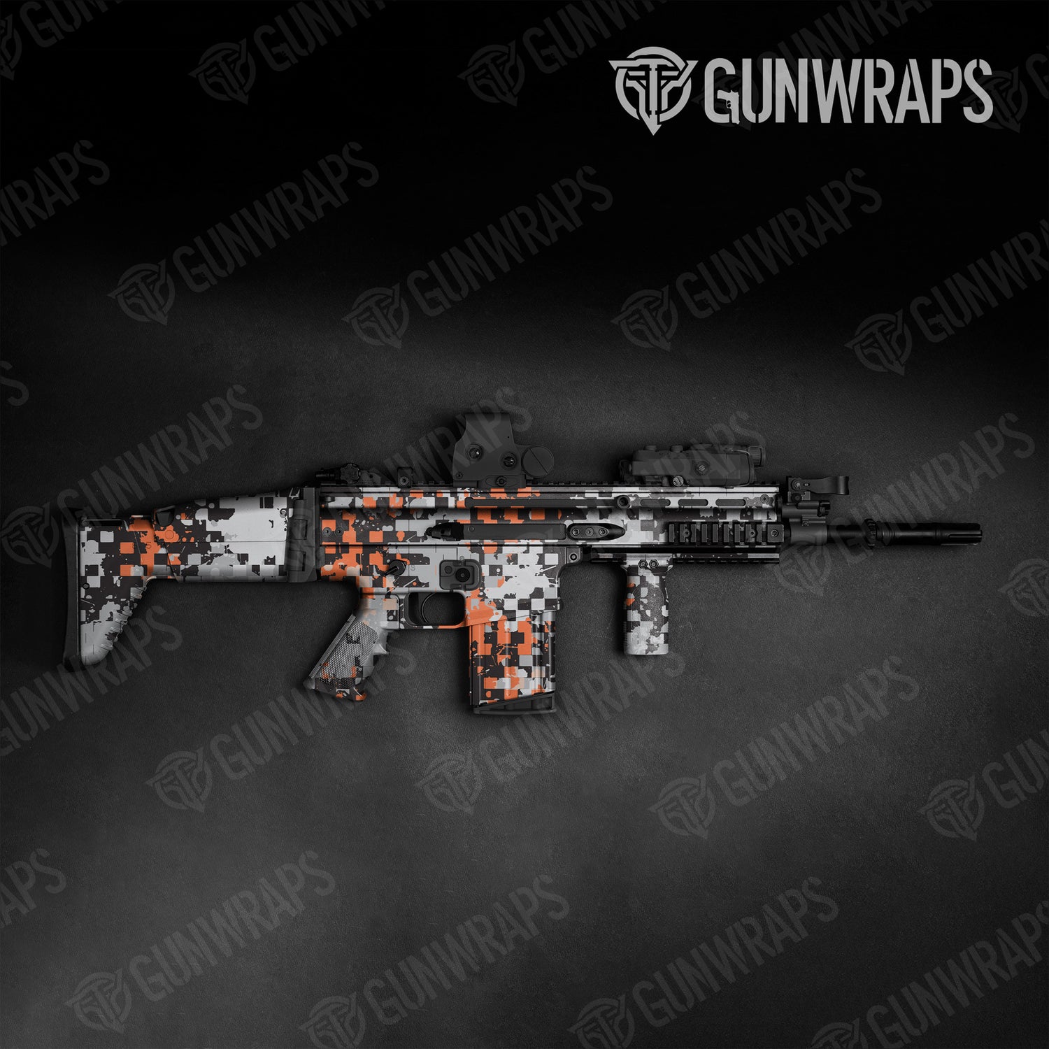 Tactical Broken Plaid Orange Tiger Camo Gun Skin Vinyl Wrap