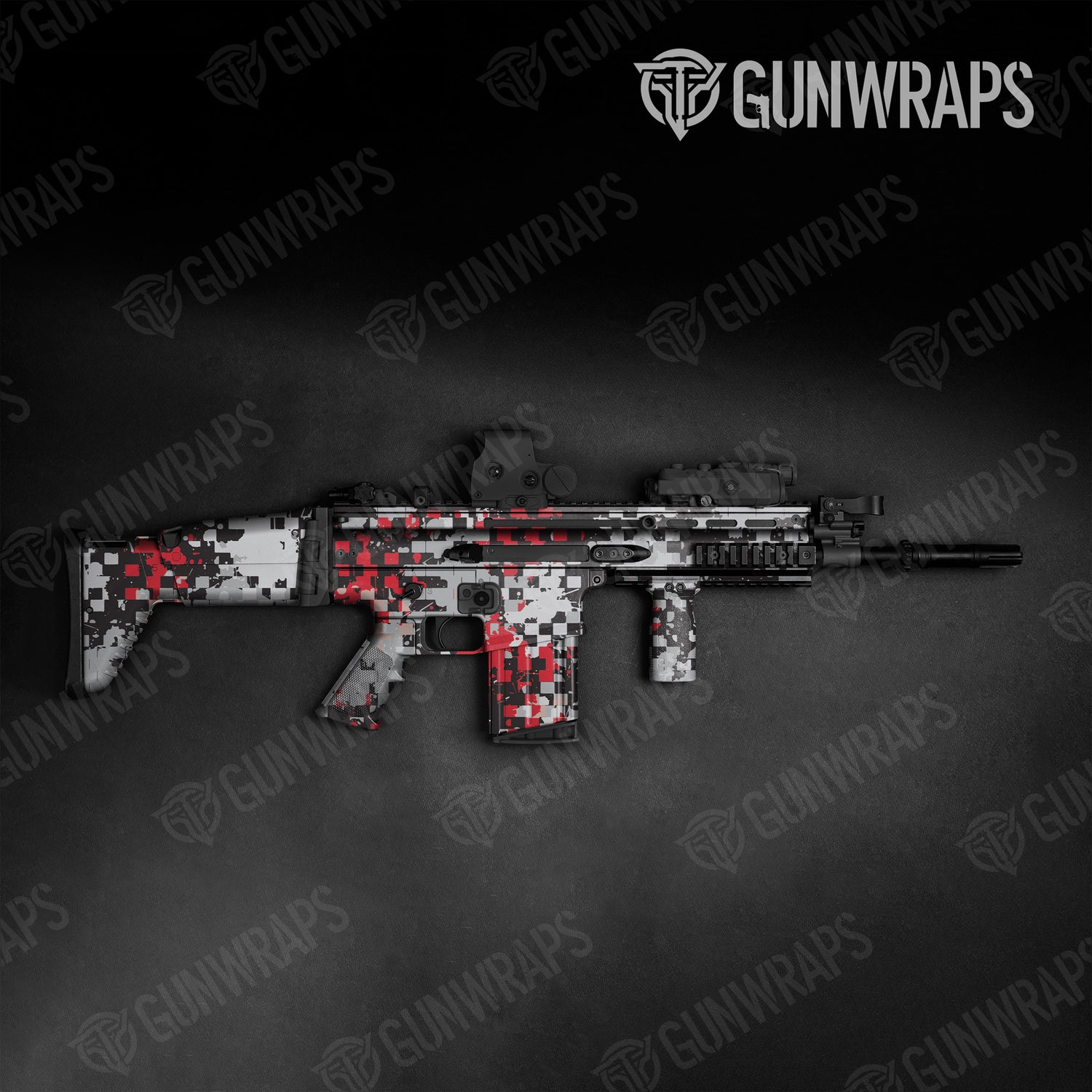 Tactical Broken Plaid Red Tiger Camo Gun Skin Vinyl Wrap