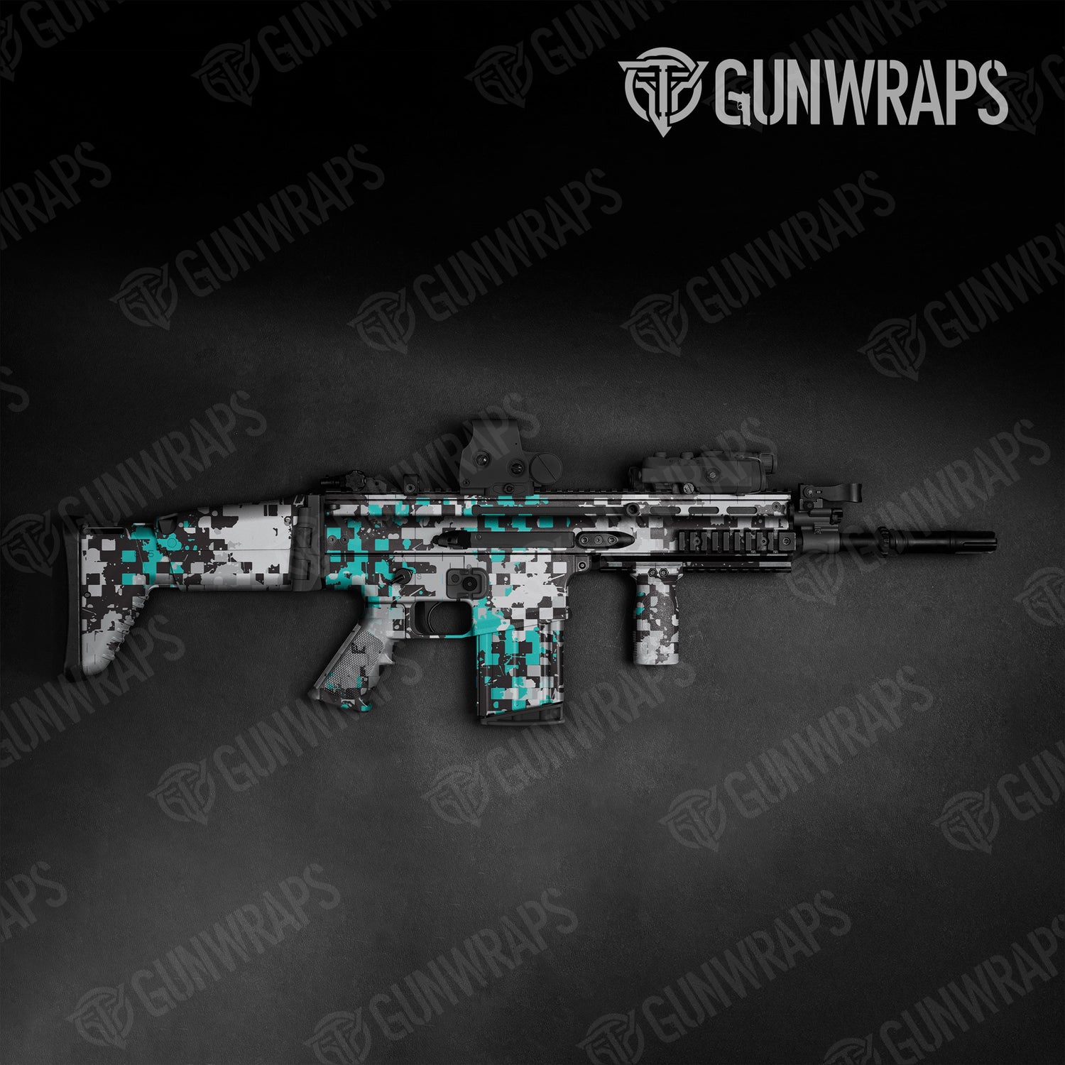 Tactical Broken Plaid Tiffany Blue Tiger Camo Gun Skin Vinyl Wrap