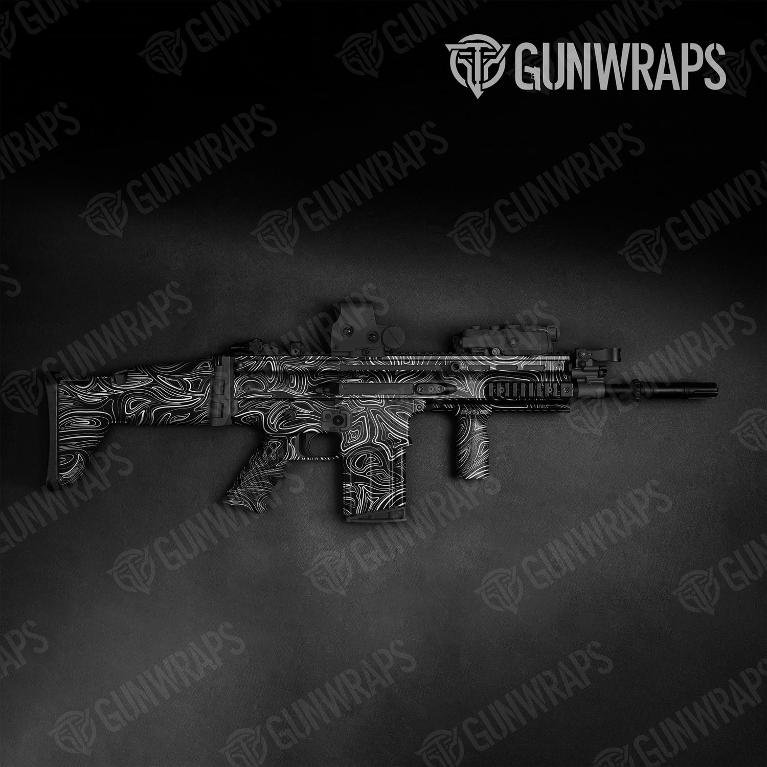 Tactical Damascus Black Camo Gun Skin Vinyl Wrap