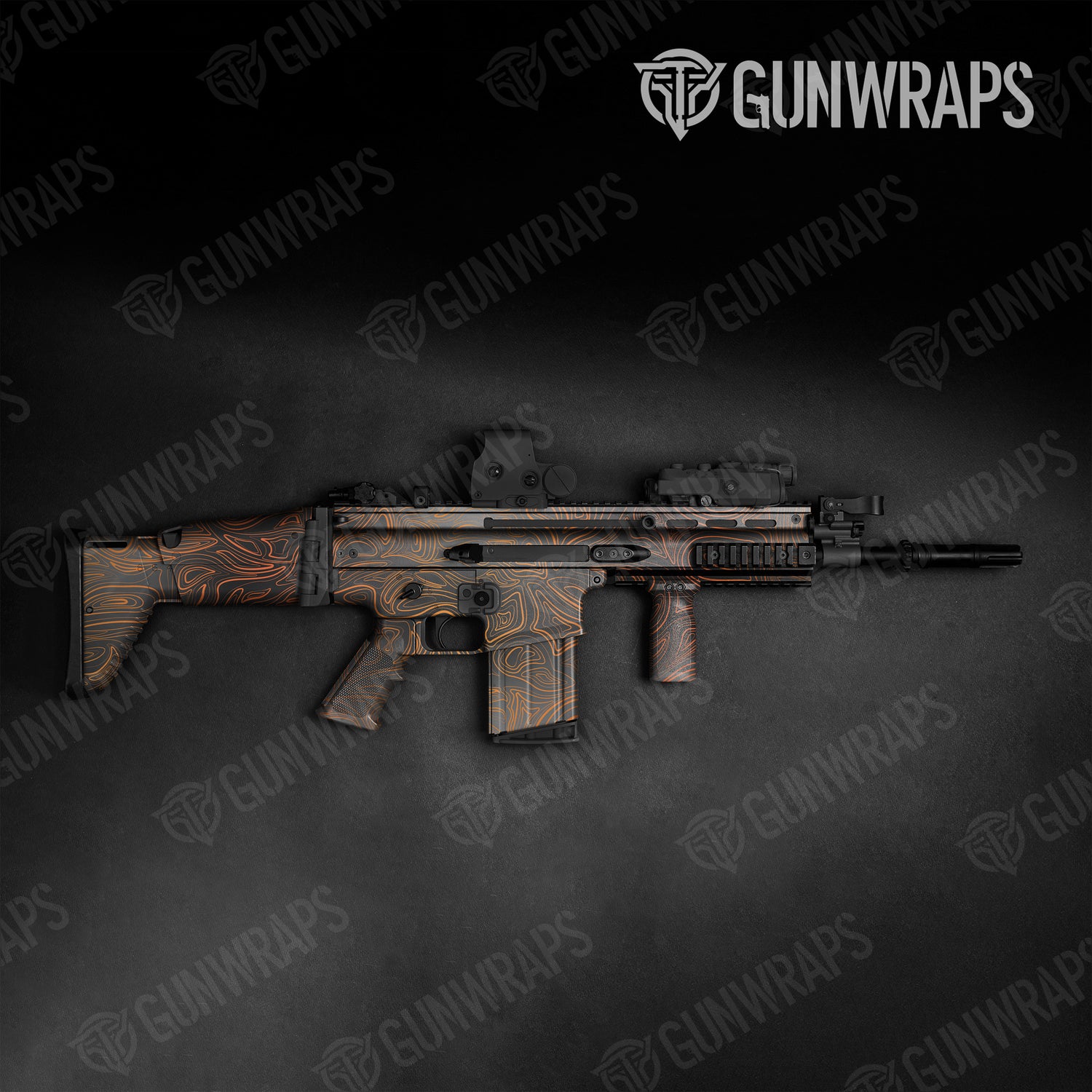 Tactical Damascus Orange Camo Gun Skin Vinyl Wrap