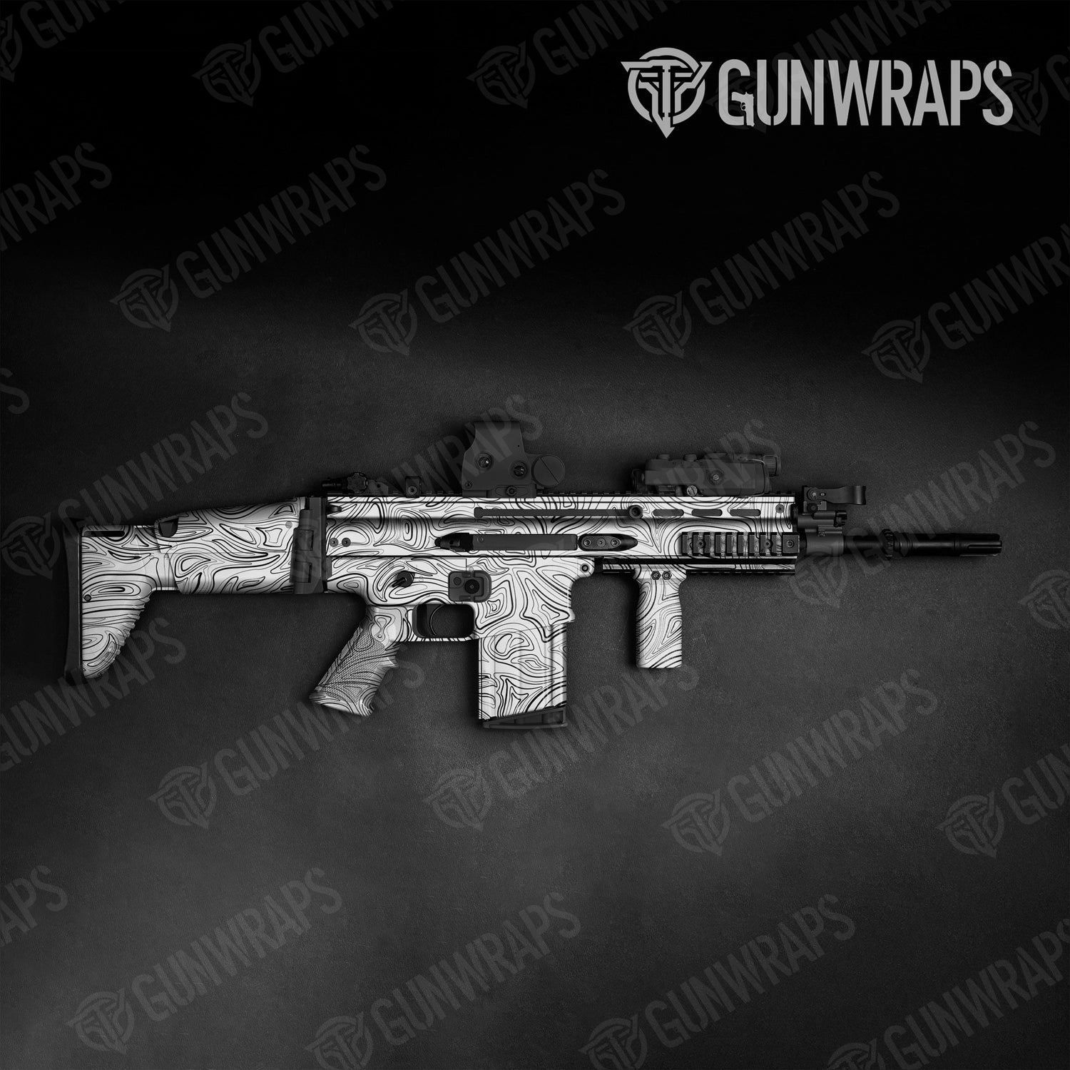 Tactical Damascus White Camo Gun Skin Vinyl Wrap