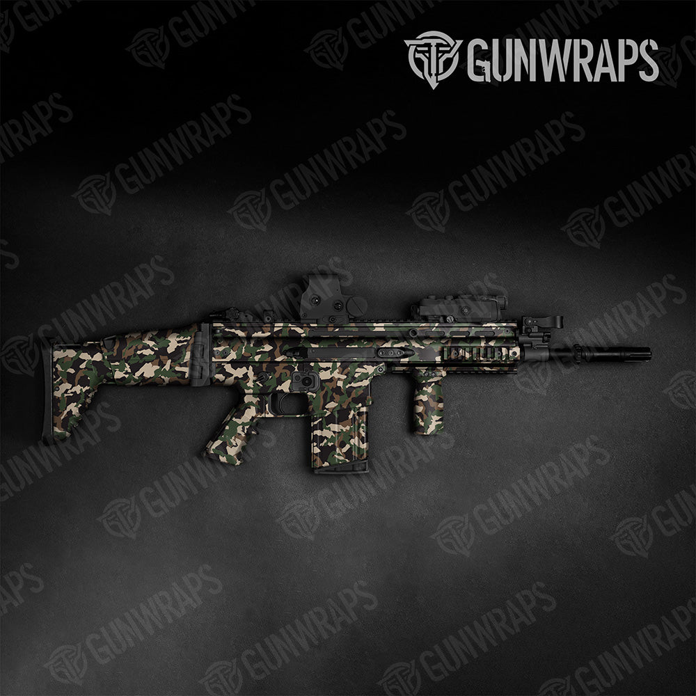 Tactical Erratic Woodland Camo Gun Skin Vinyl Wrap