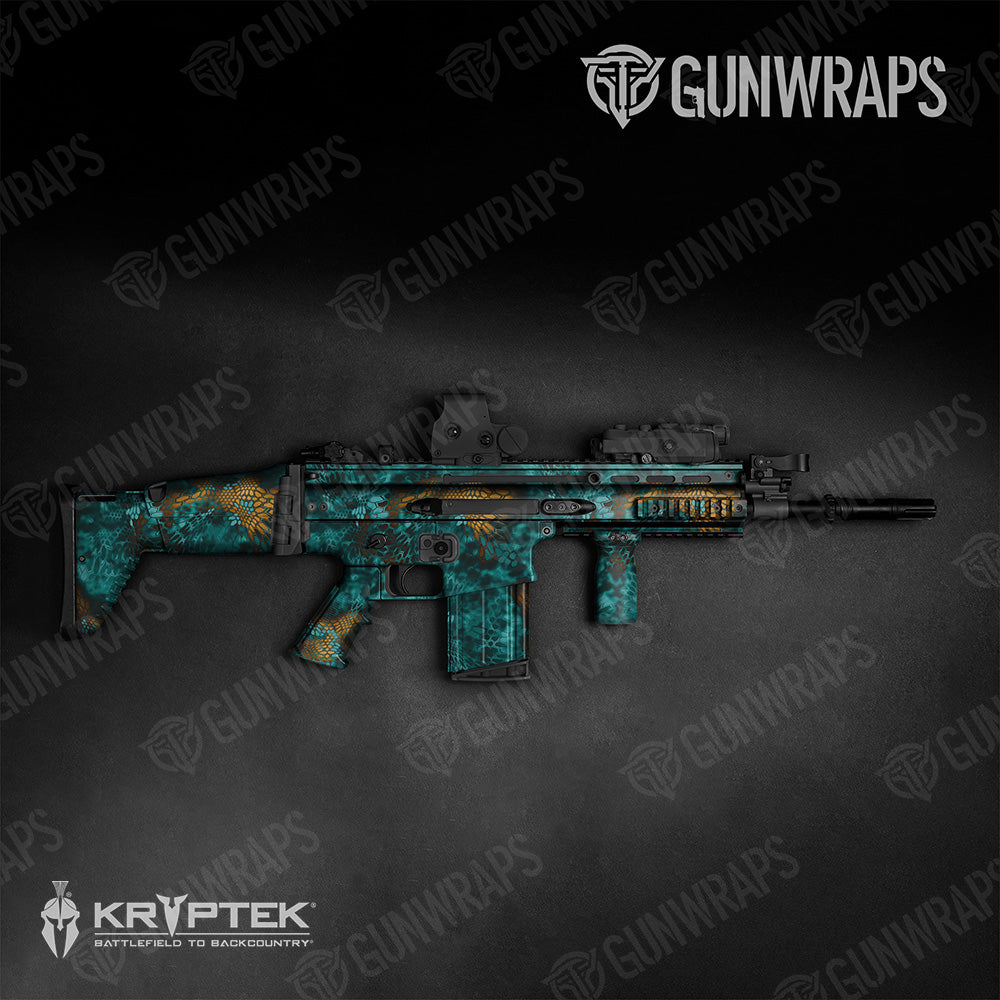 Tactical Kryptek Turquoise Camo Gun Skin Vinyl Wrap