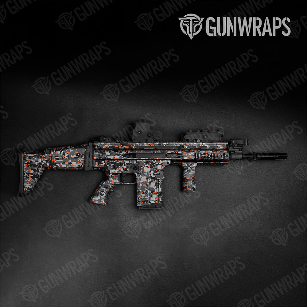 Tactical Digital Urban Orange Camo Gun Skin Vinyl Wrap